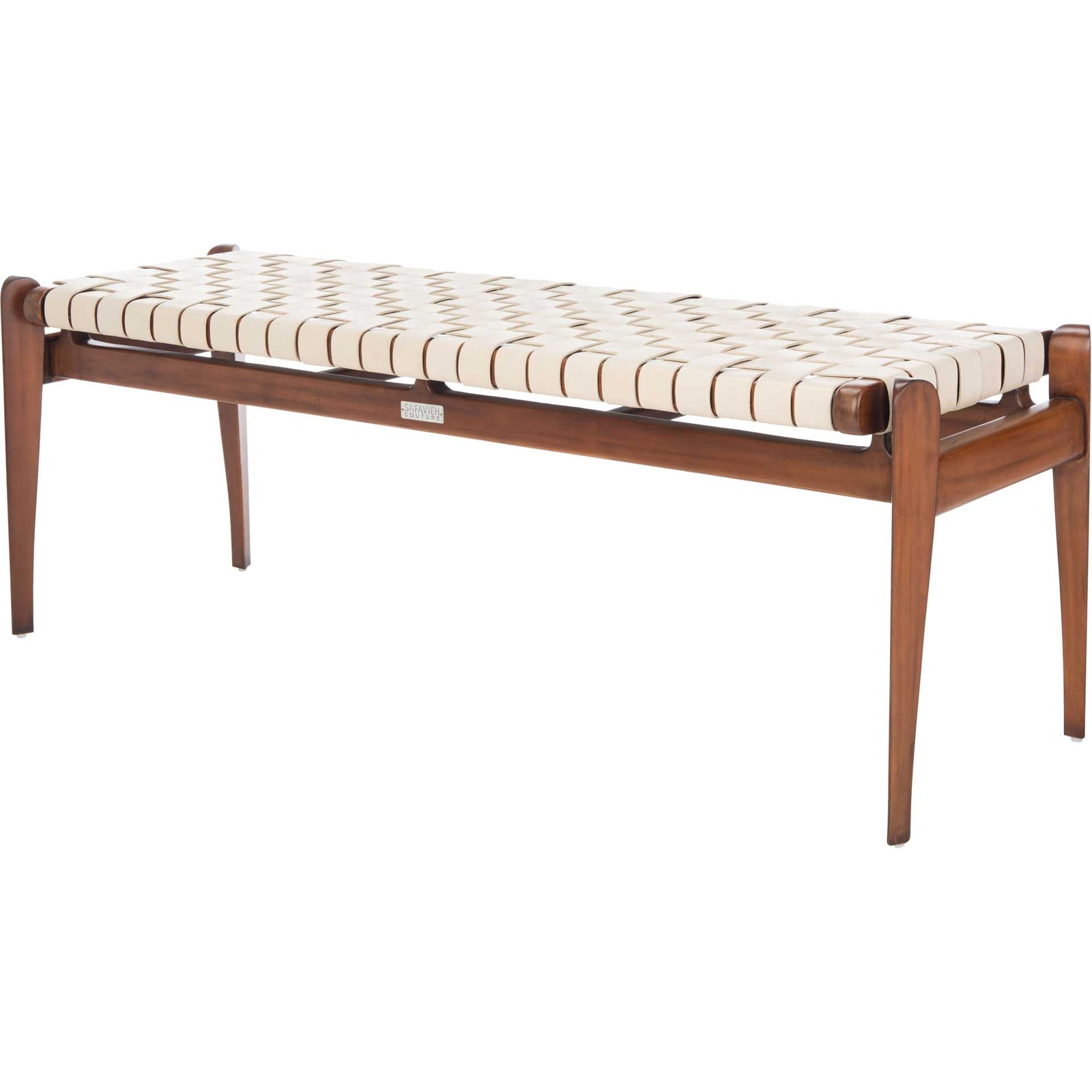 Diya Leather Bench White/Light Brown