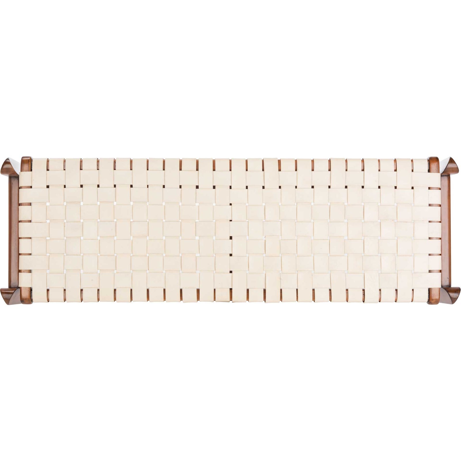 Diya Leather Bench White/Light Brown