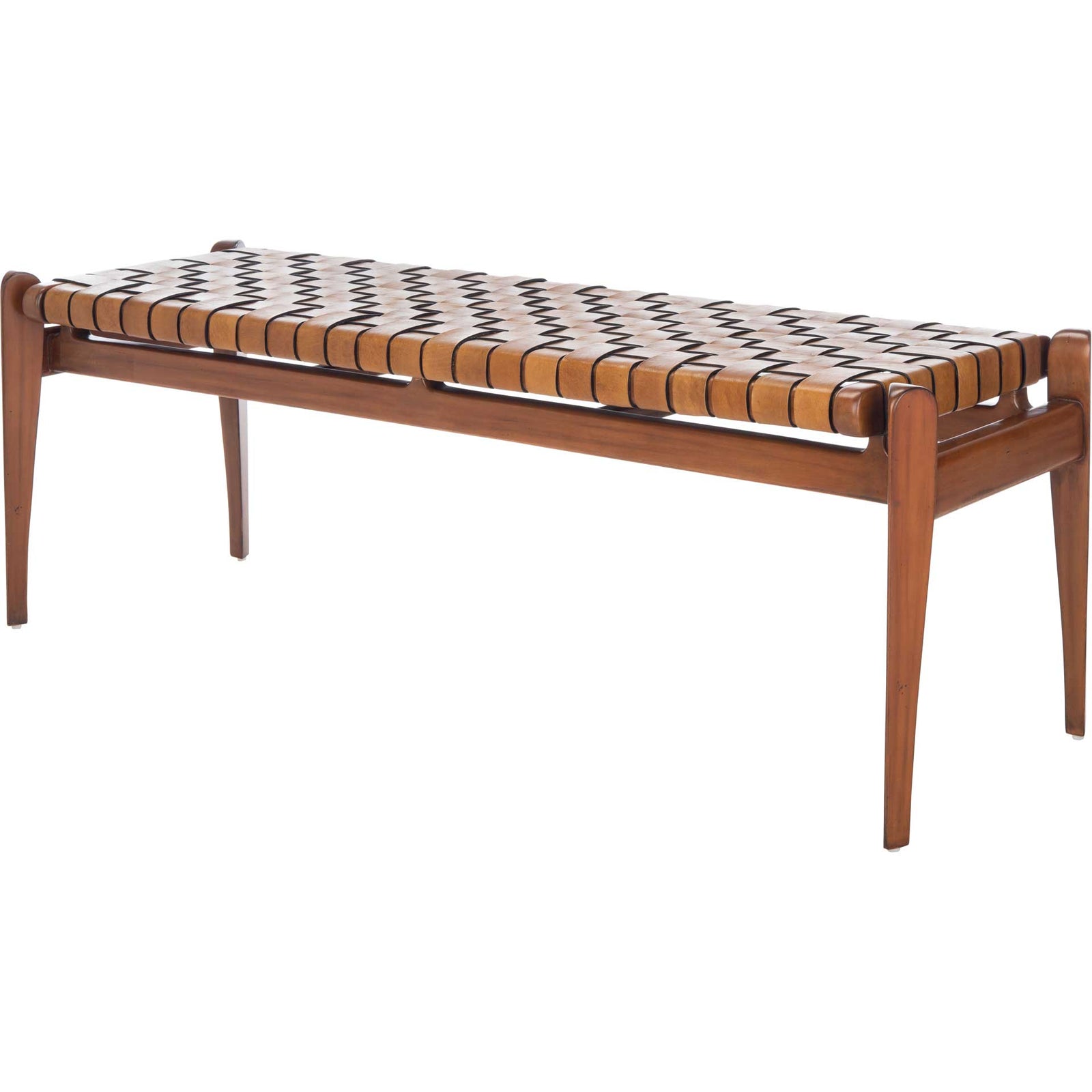 Diya Leather Bench Brown/Light Brown