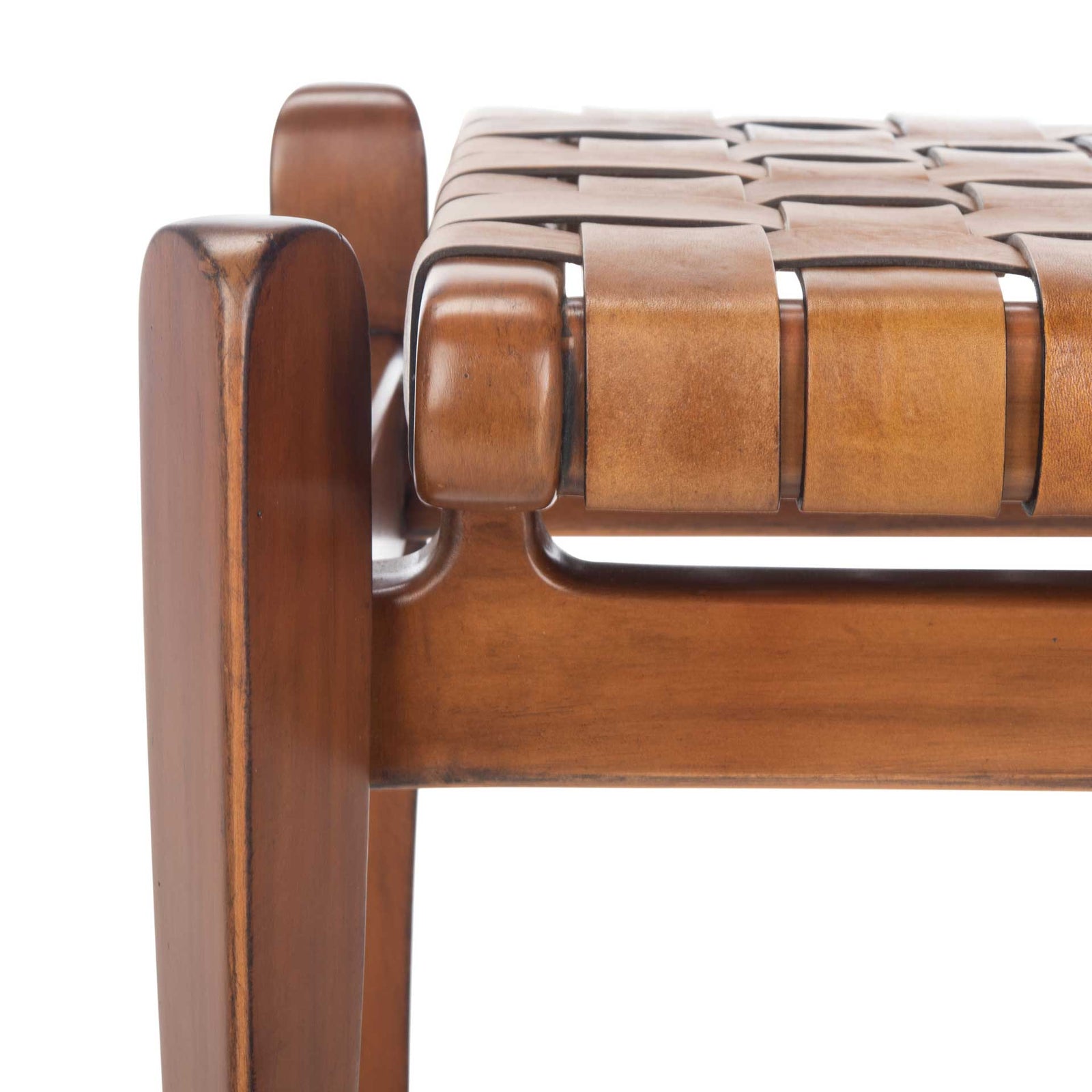 Diya Leather Bench Brown/Light Brown