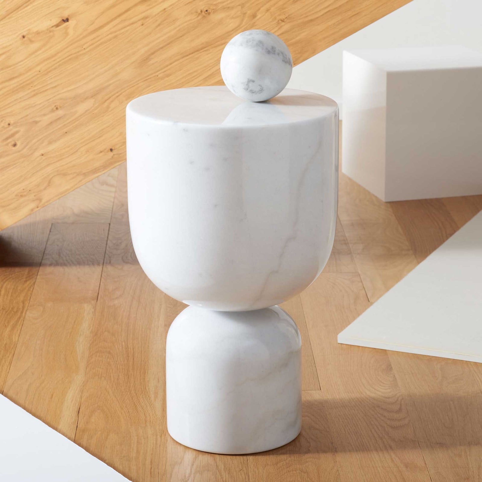 Abena Marble Accent Table White
