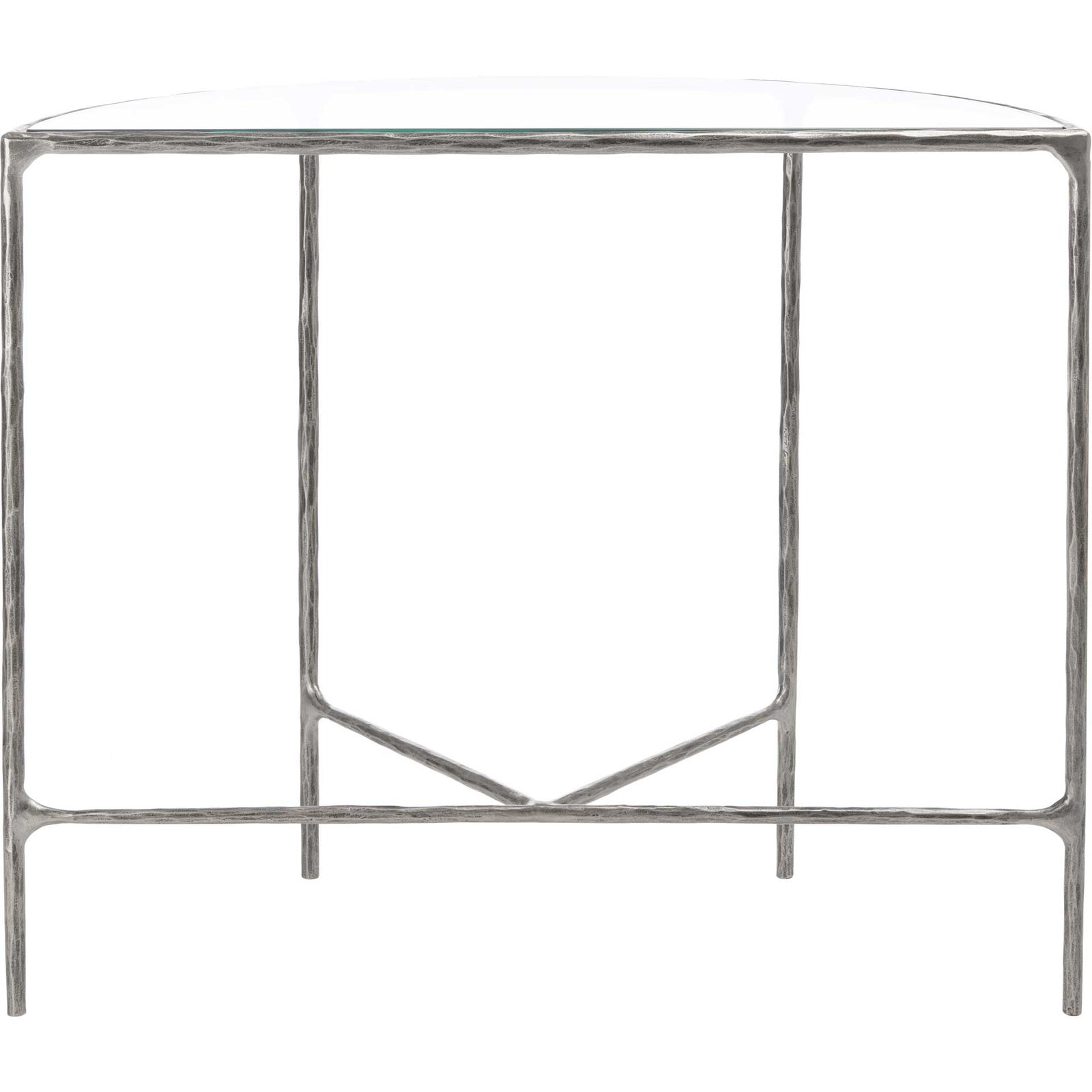 Jenesis Forged Metal Console Table Silver/Clear