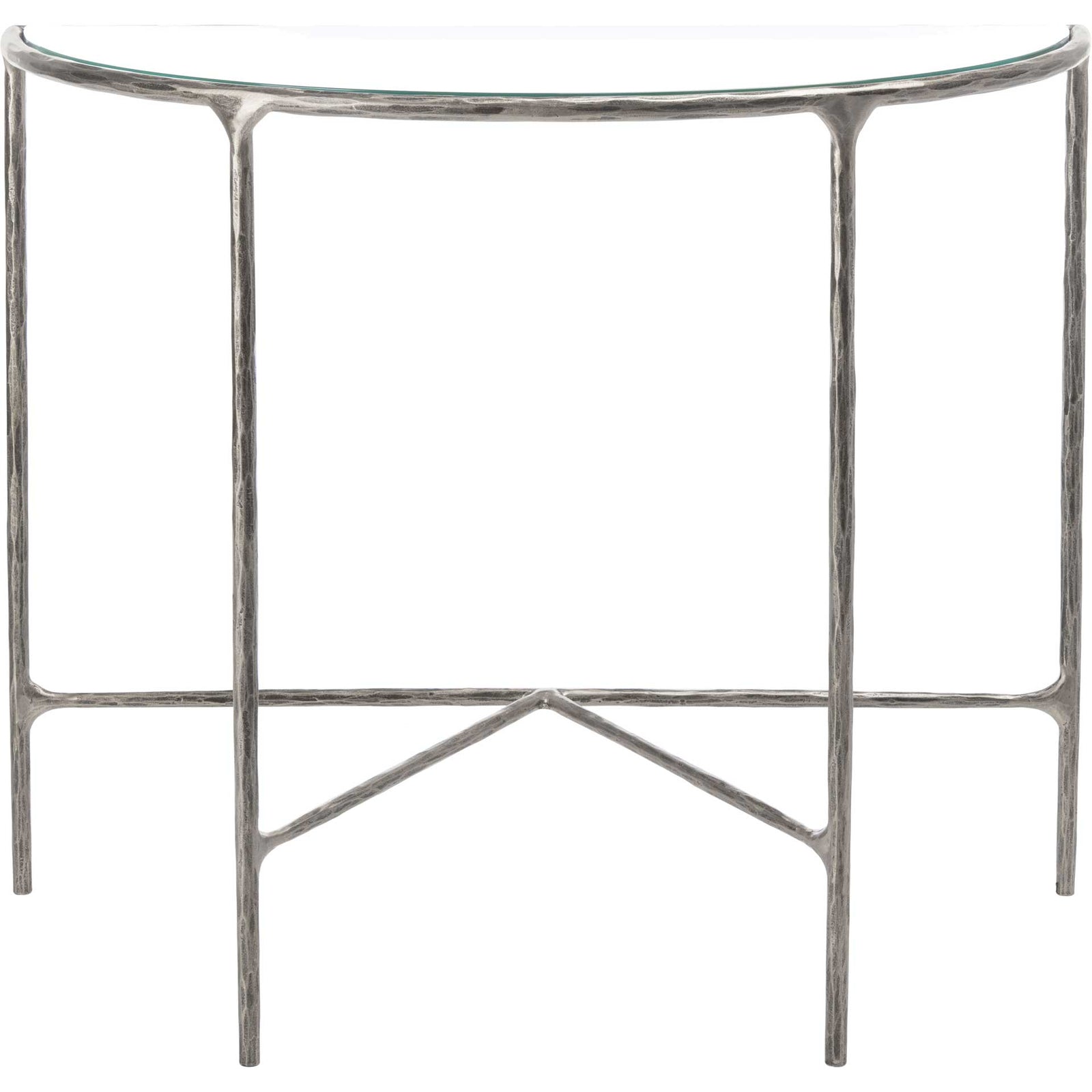 Jenesis Forged Metal Console Table Silver/Clear