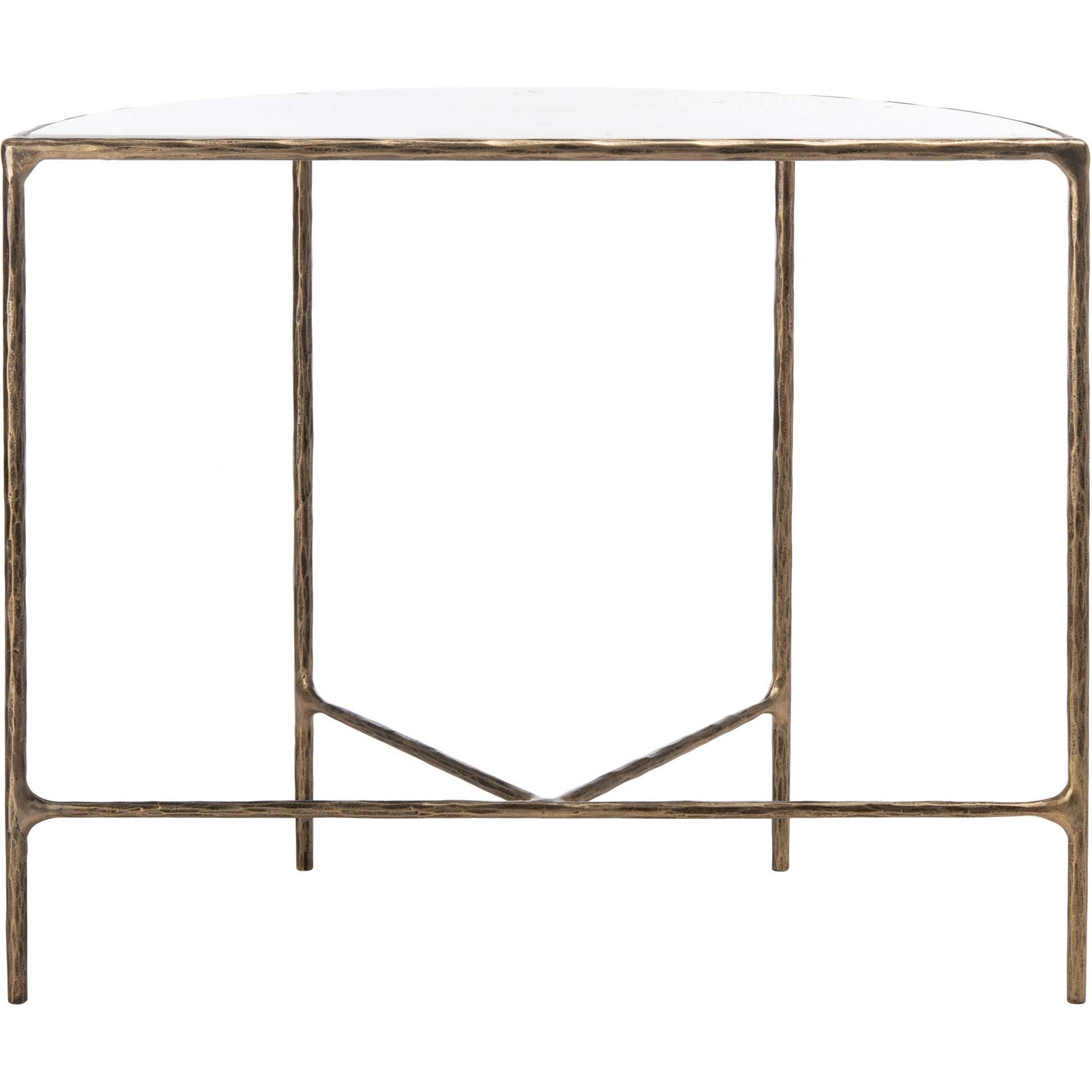 Jenesis Forged Metal Console Table Brass/White