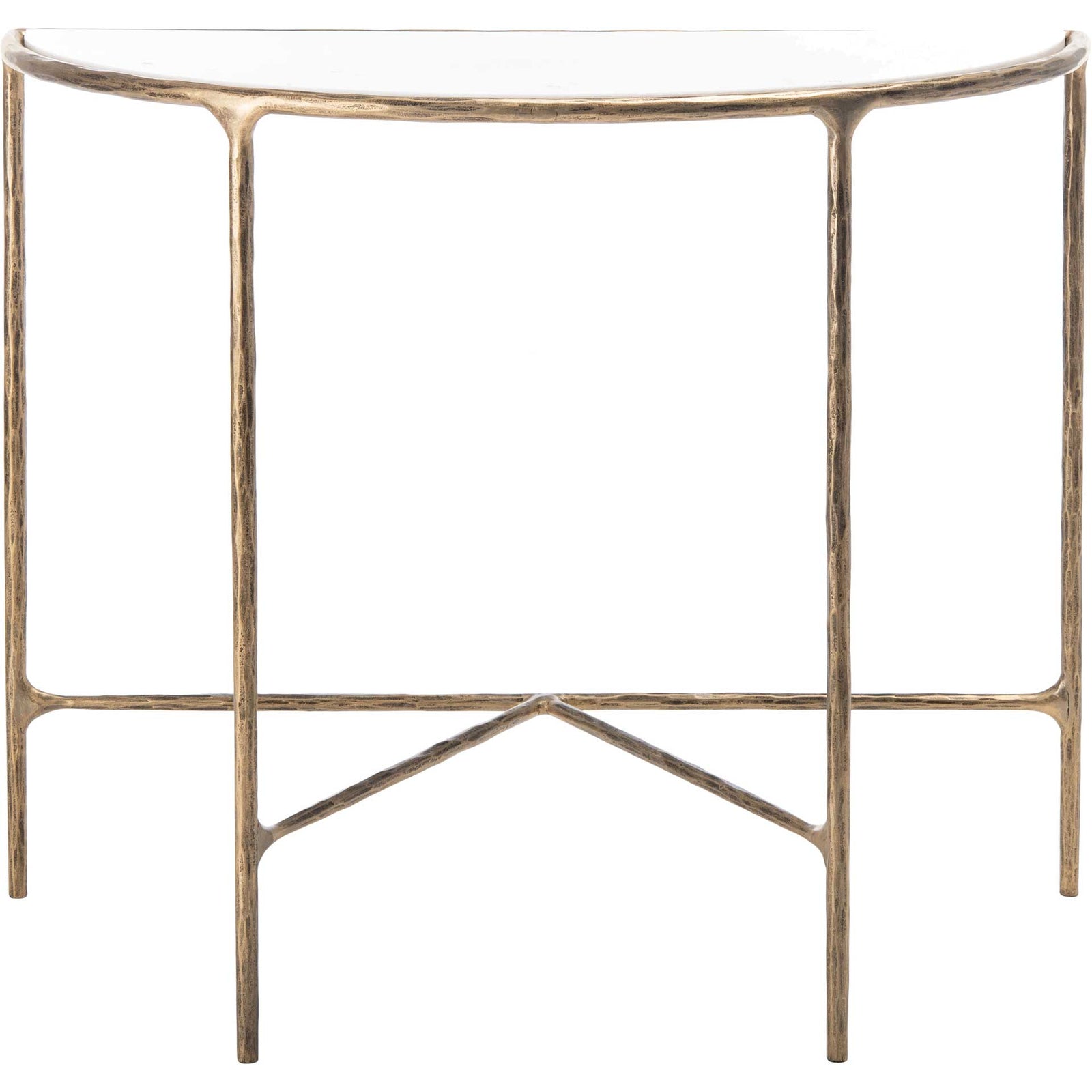 Jenesis Forged Metal Console Table Brass/White