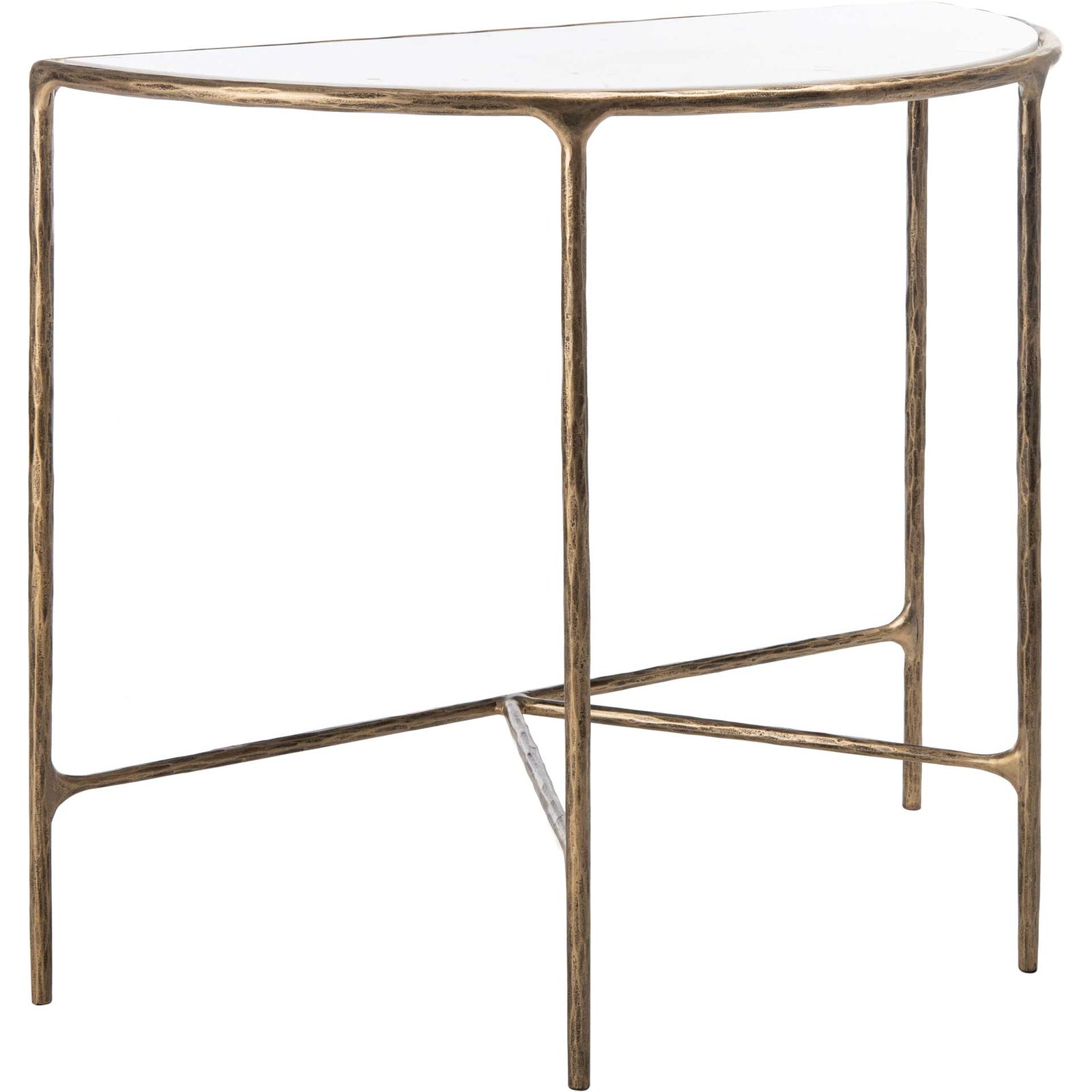 Jenesis Forged Metal Console Table Brass/White