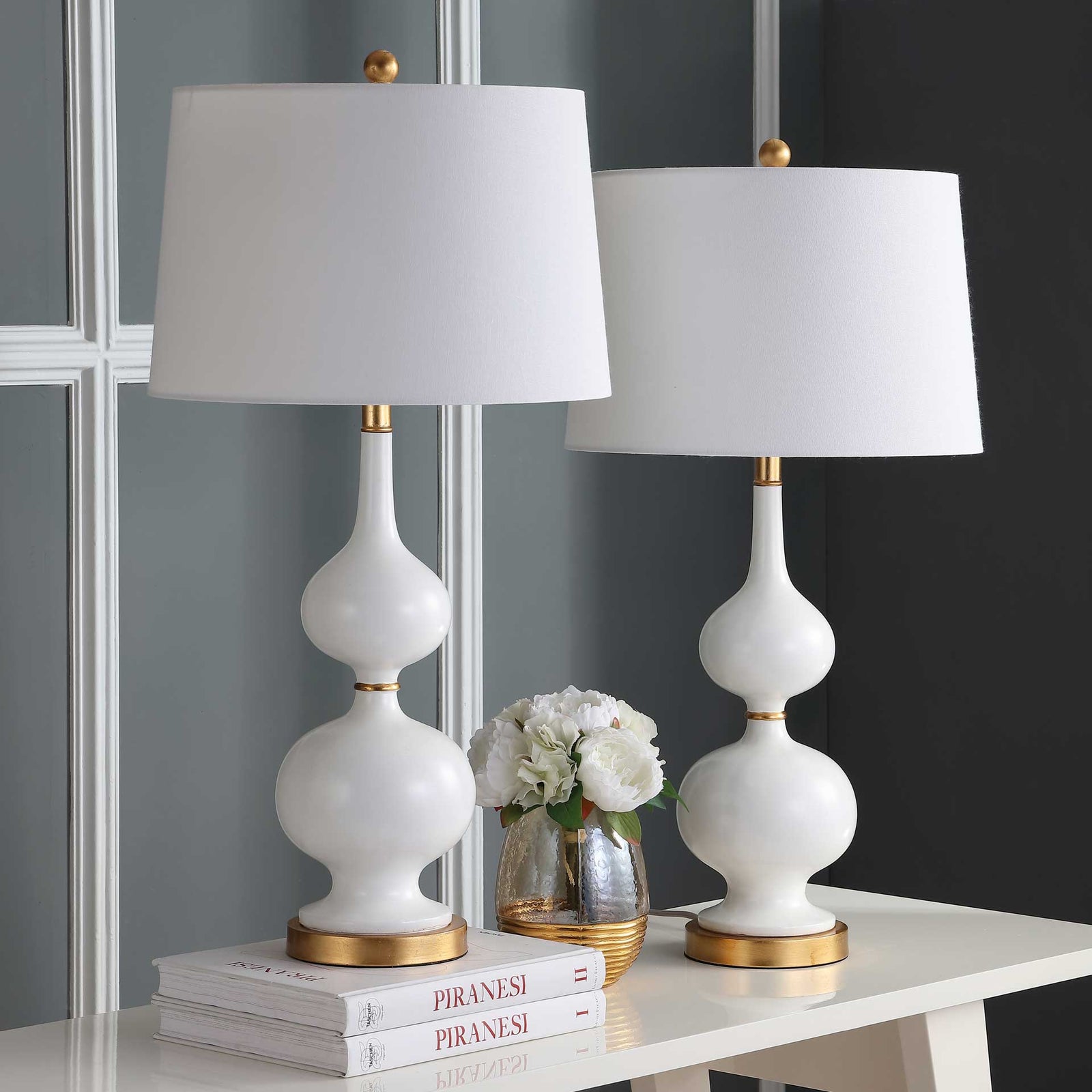 Myla Table Lamp White/Gold Leaf (Set of 2)