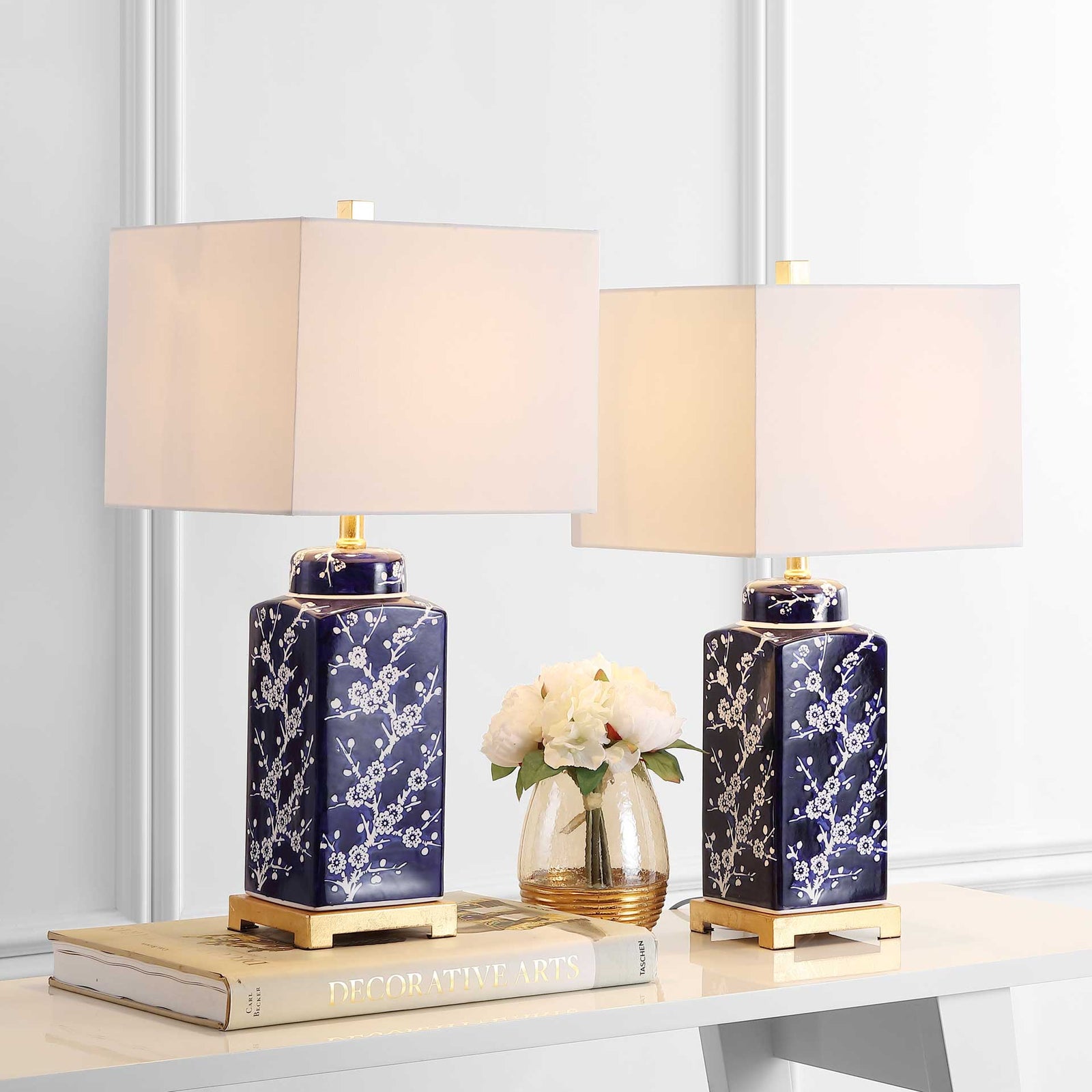 Zoya Table Lamp Navy/White (Set of 2)