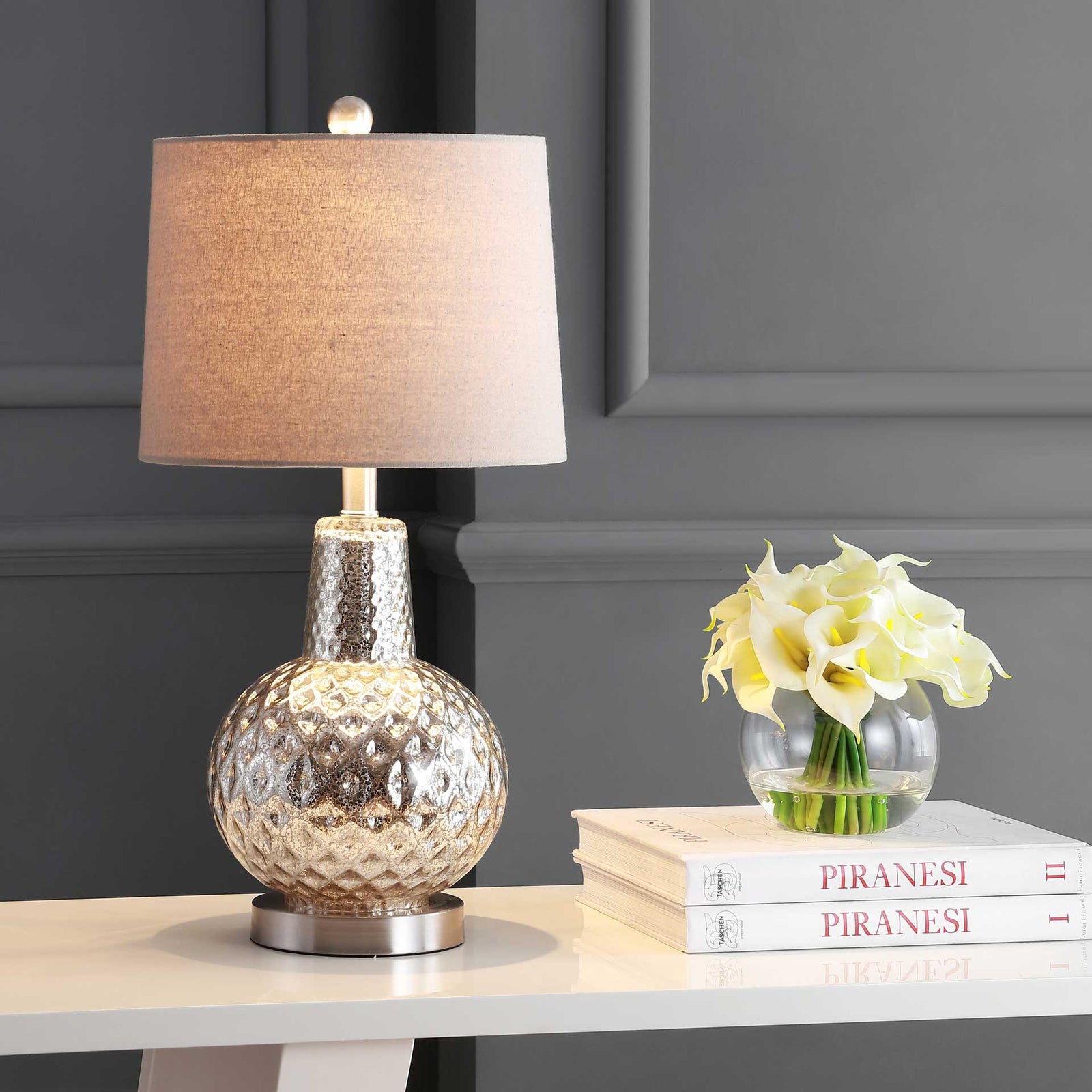 Attune Table Lamp Silver/Ivory