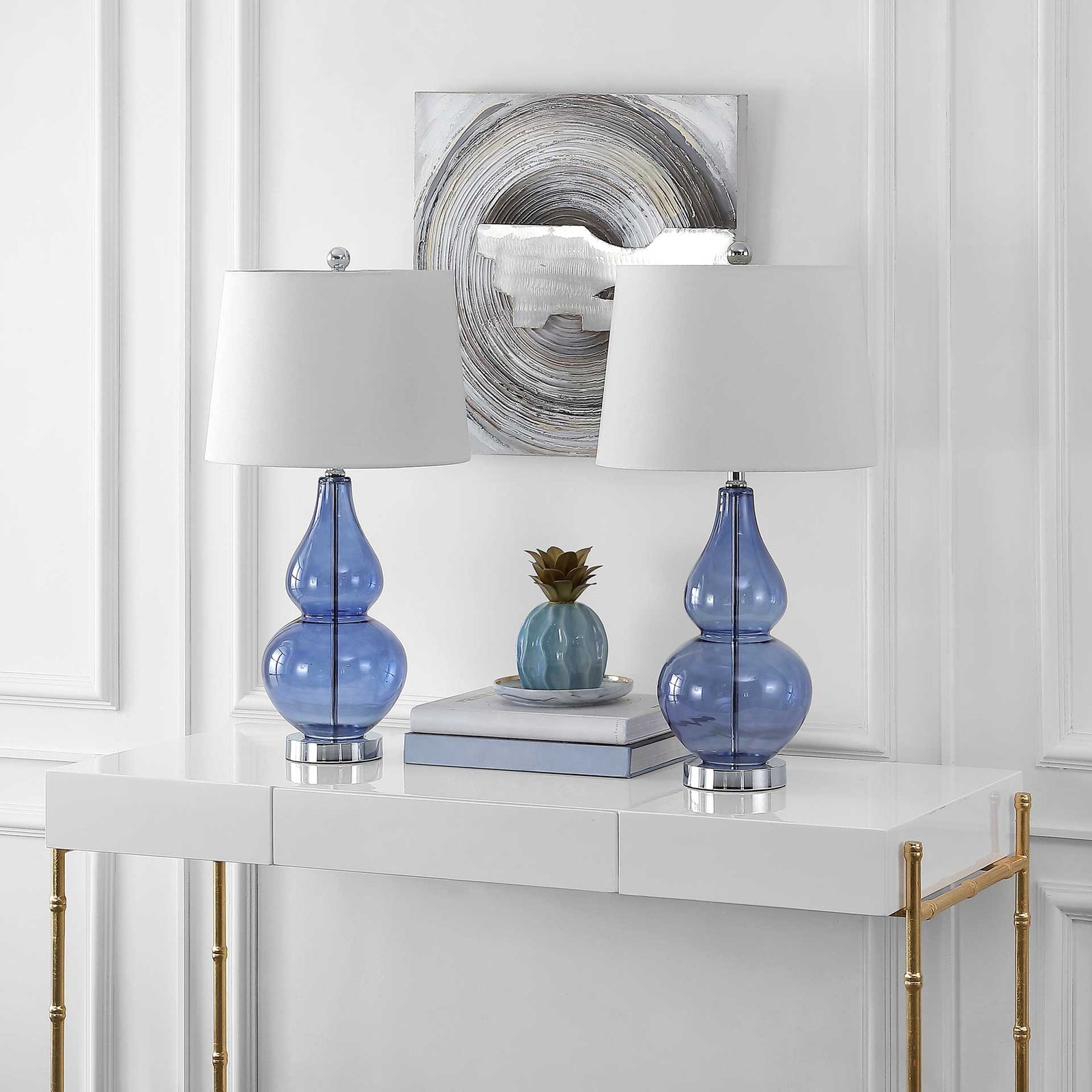 Fresca Table Lamps Blue/Chrome (Set of 2)