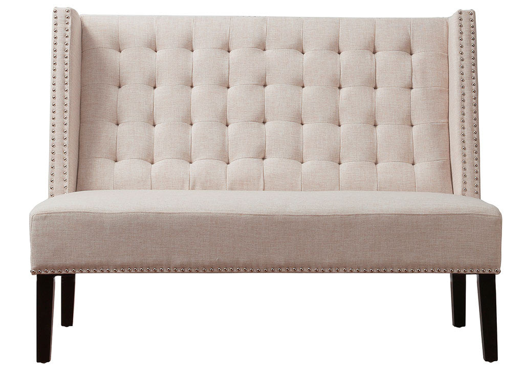 Halford Beige Linen Banquette Bench