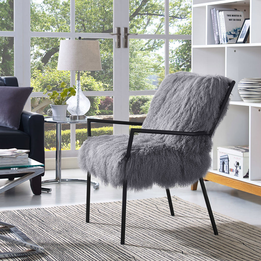 Leary Sheepskin Chair Gray