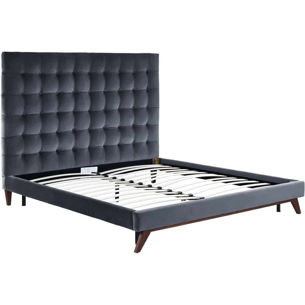 Ermont Velvet Bed Gray