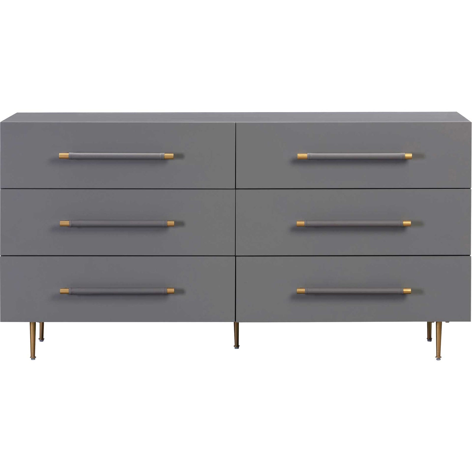 Trey 6 Drawer Dresser Gray/Brass