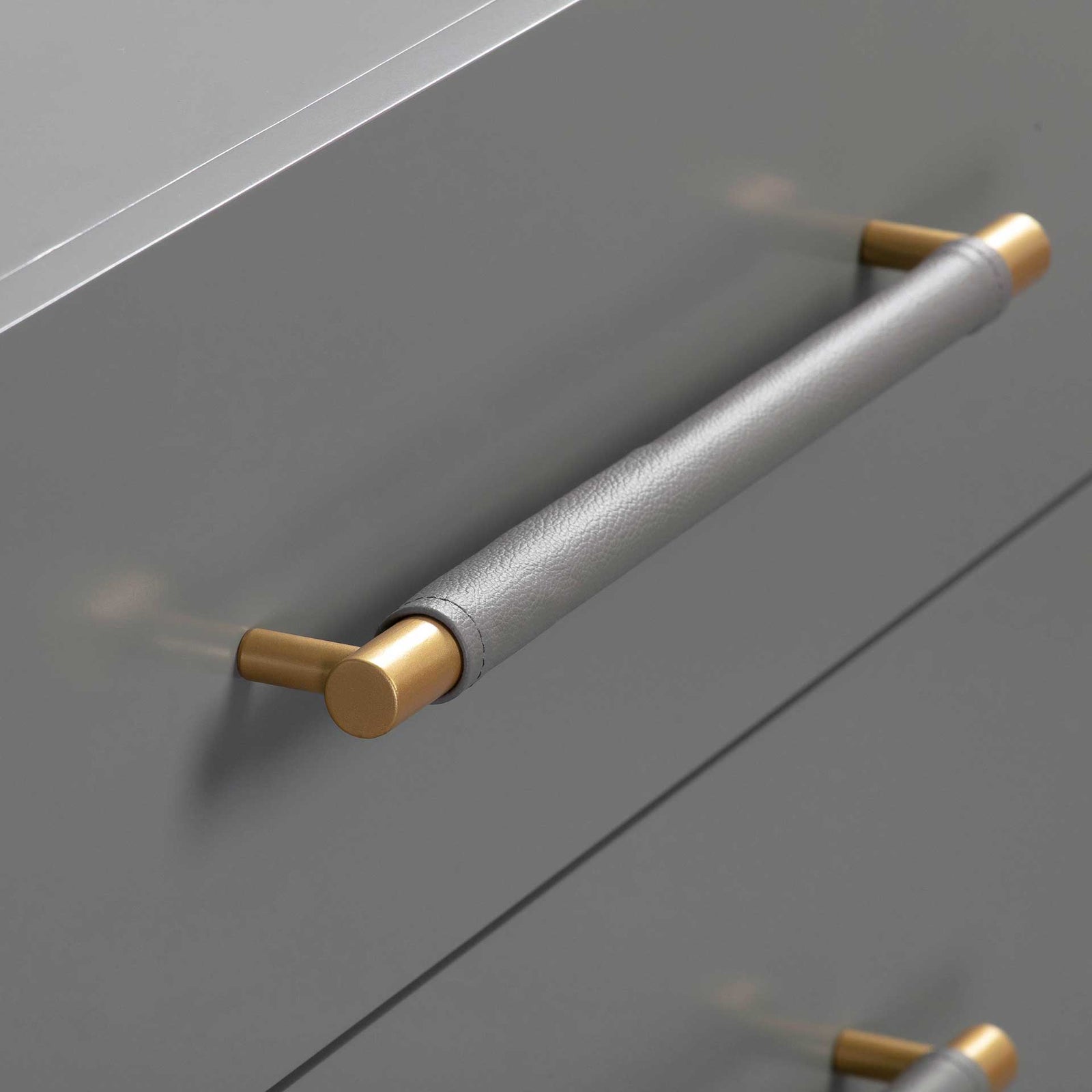 Trey 6 Drawer Dresser Gray/Brass