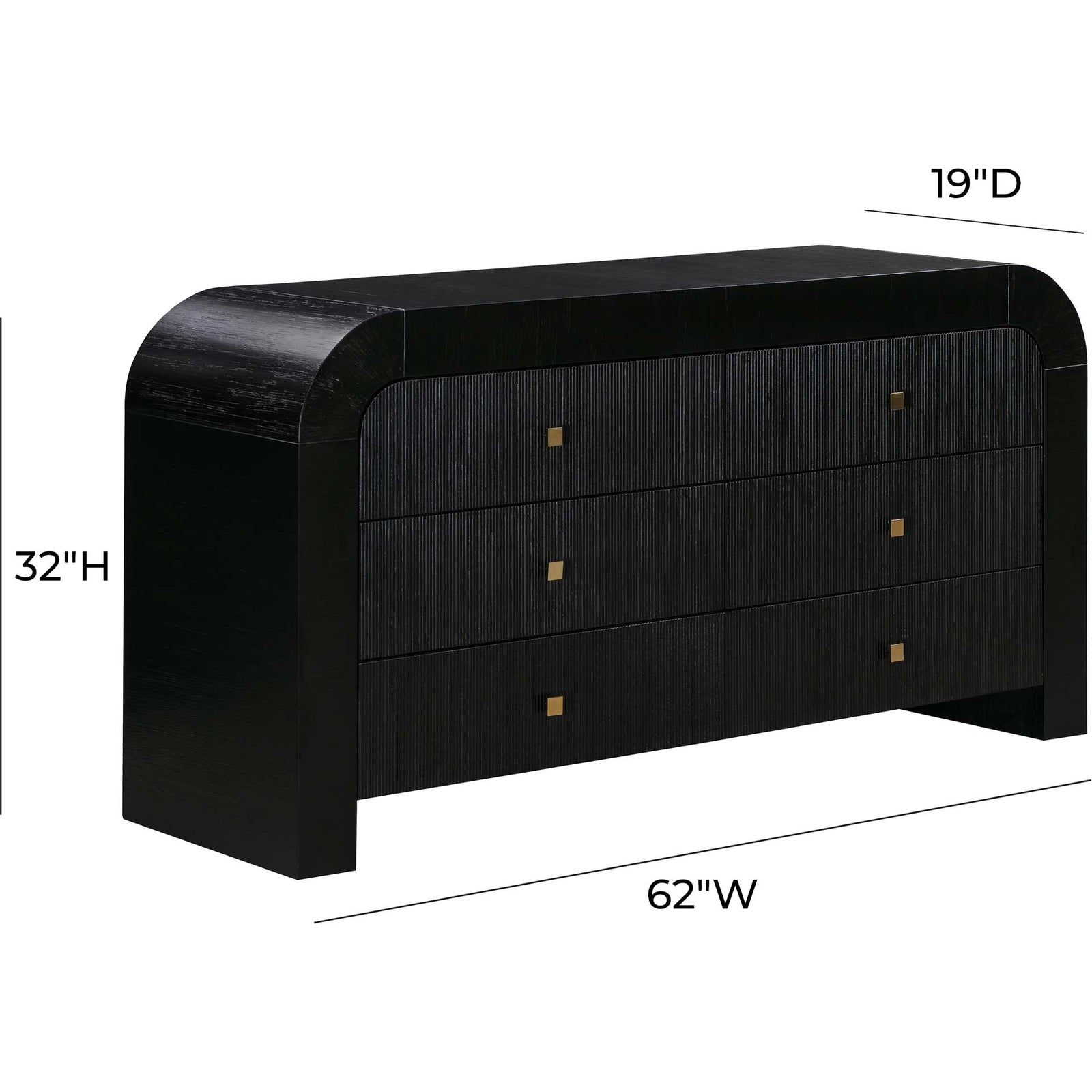 Hydra 6 Drawer Dresser Black