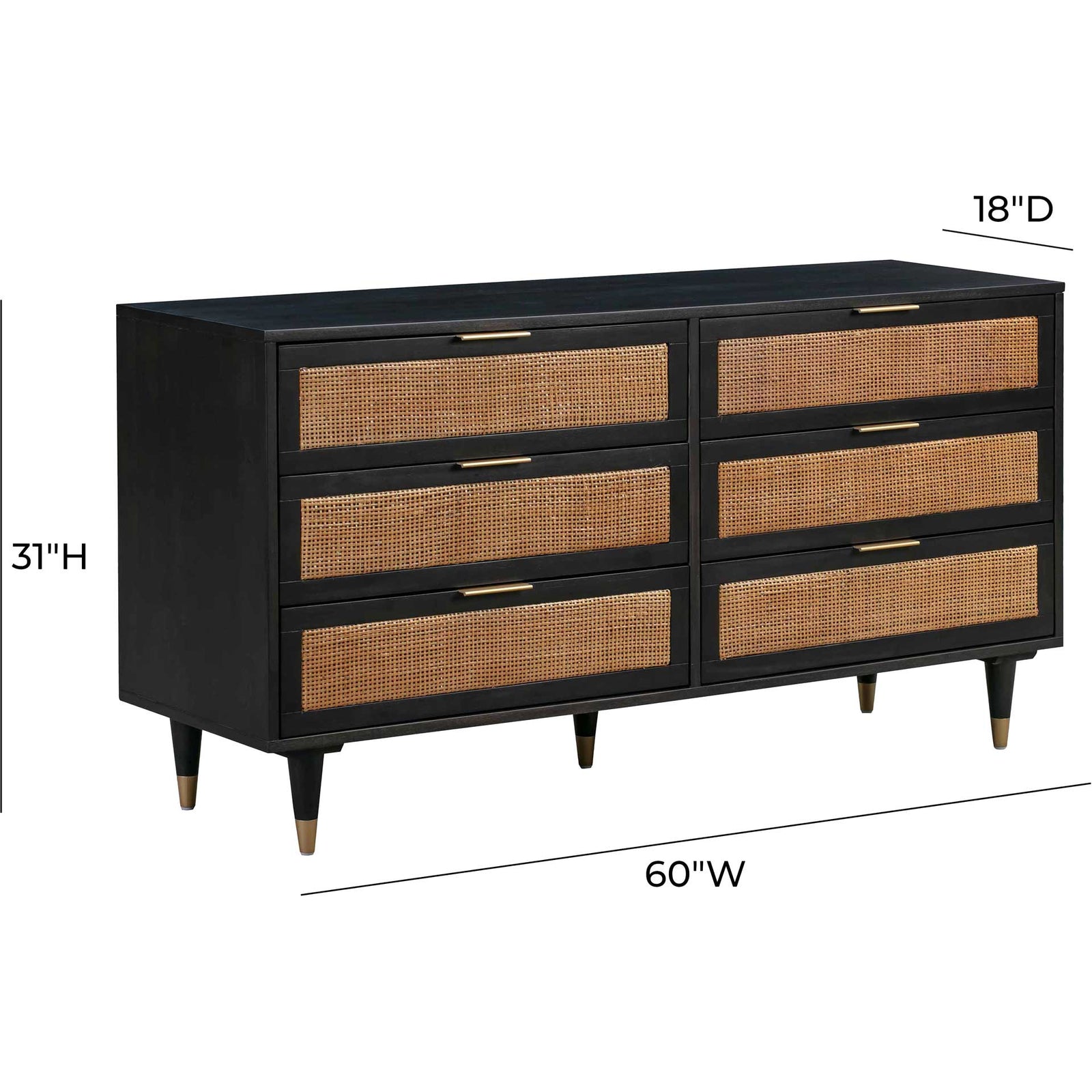 Sidney 6 Drawer Dresser Black