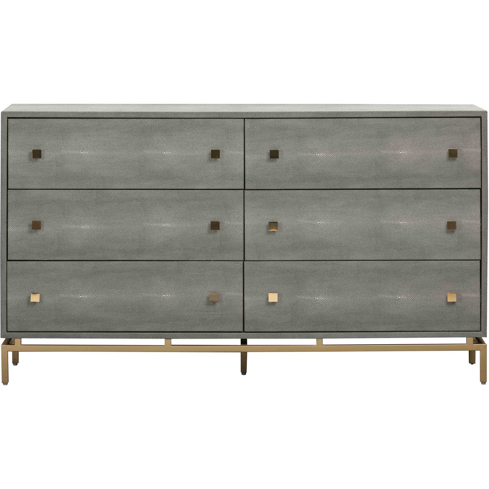 Pedro Shagreen 6 Drawer Dresser Gray