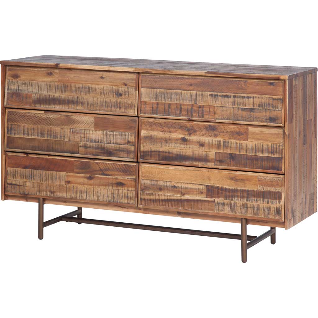 Boston Wooden 6 Drawer Dresser Brown