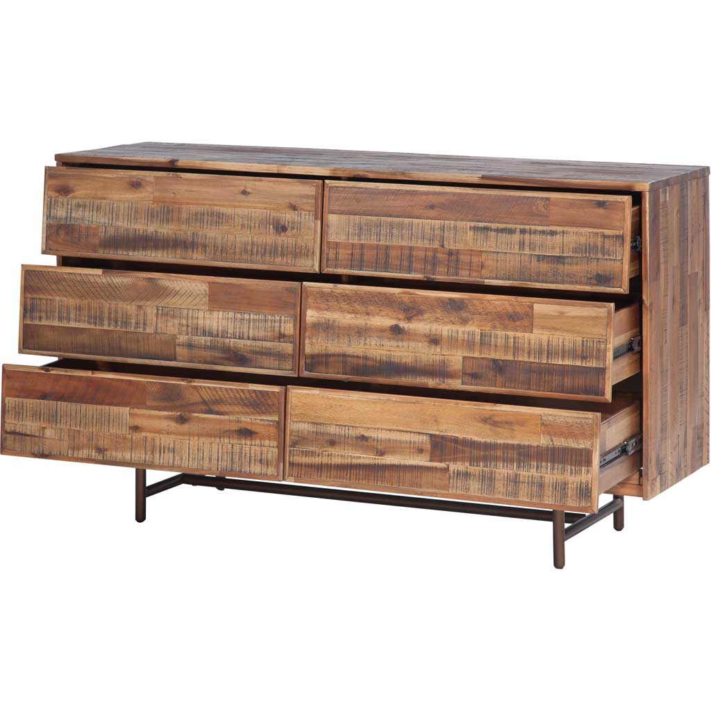Boston Wooden 6 Drawer Dresser Brown