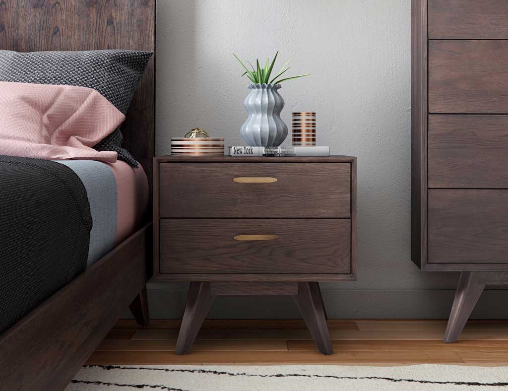 Lars Wooden Nightstand Oak/Oak Veneer