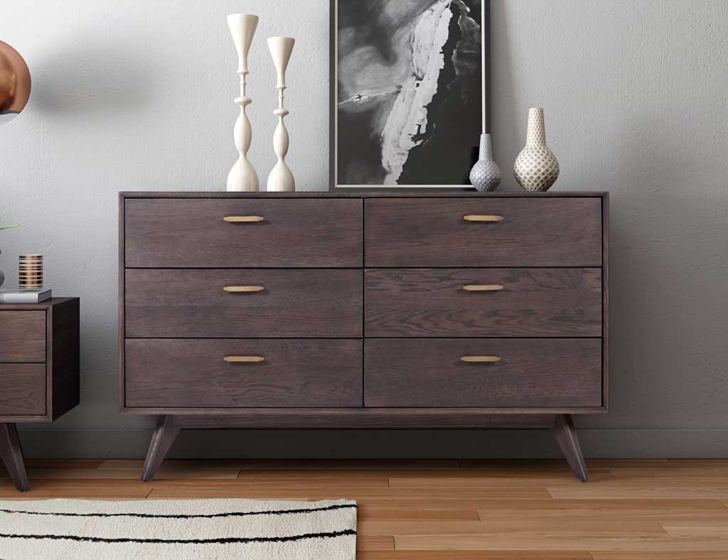 Lars Wooden 6 Drawer Dresser Oak/Oak Veneer