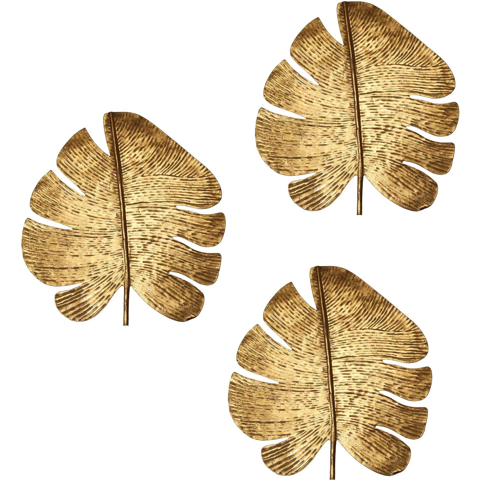 Gold Leaf Wall Art Gold (Set of 3)