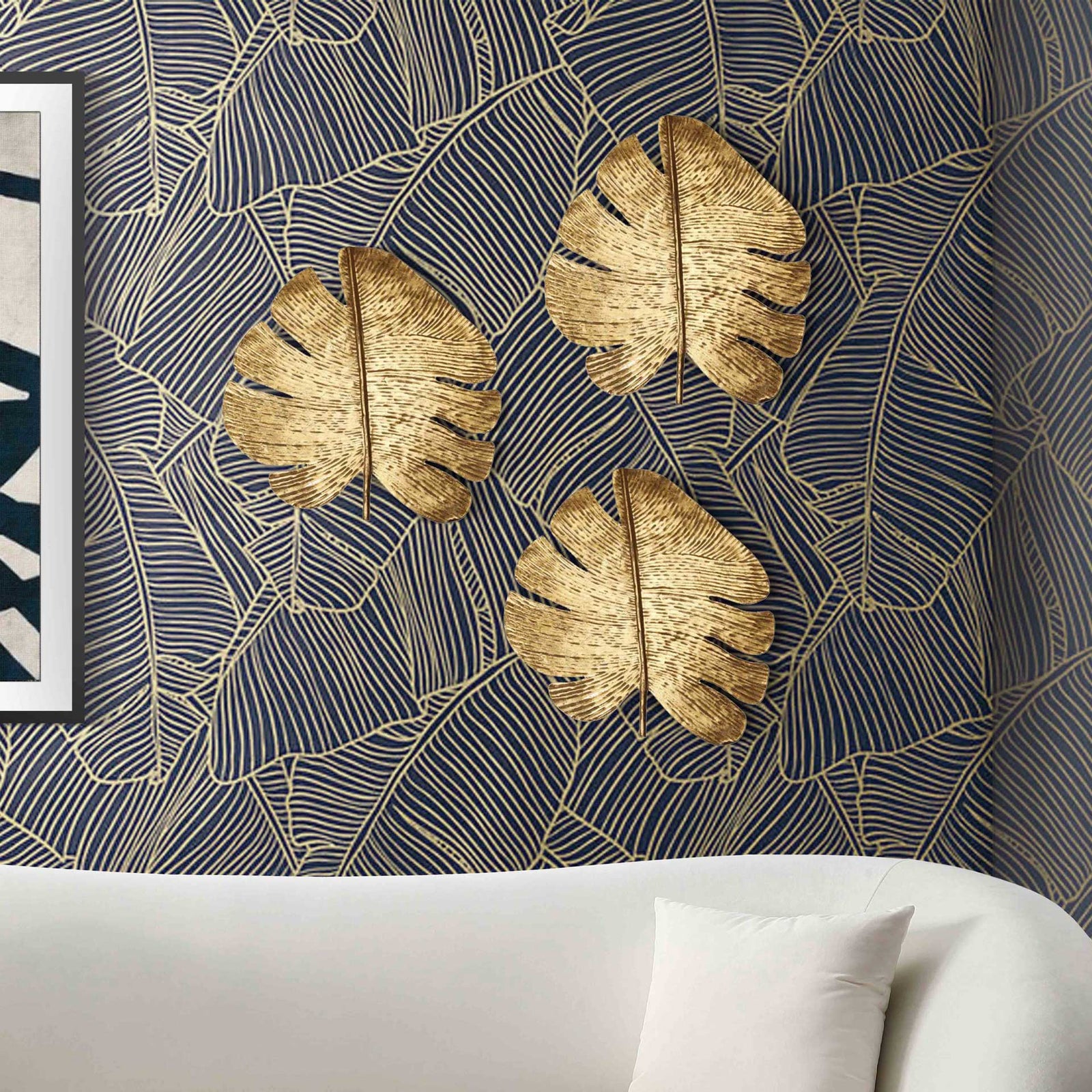 Gold Leaf Wall Art Gold (Set of 3)