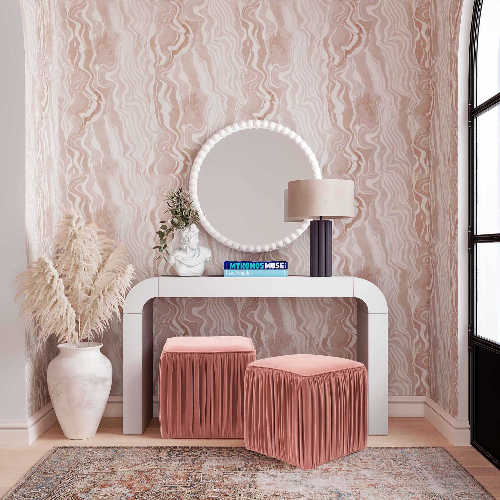 Baize Wooden Mirror White