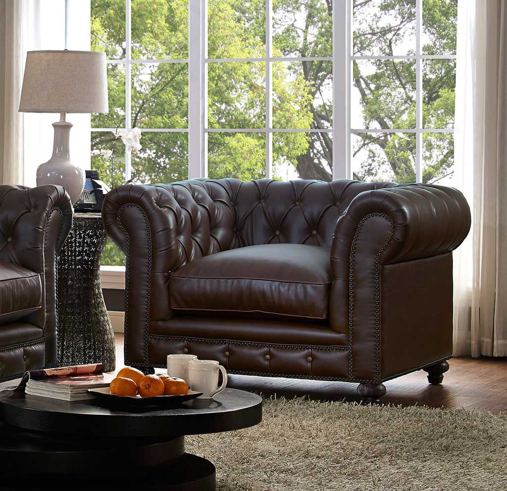 Duval Antique Brown Leather Club Chair