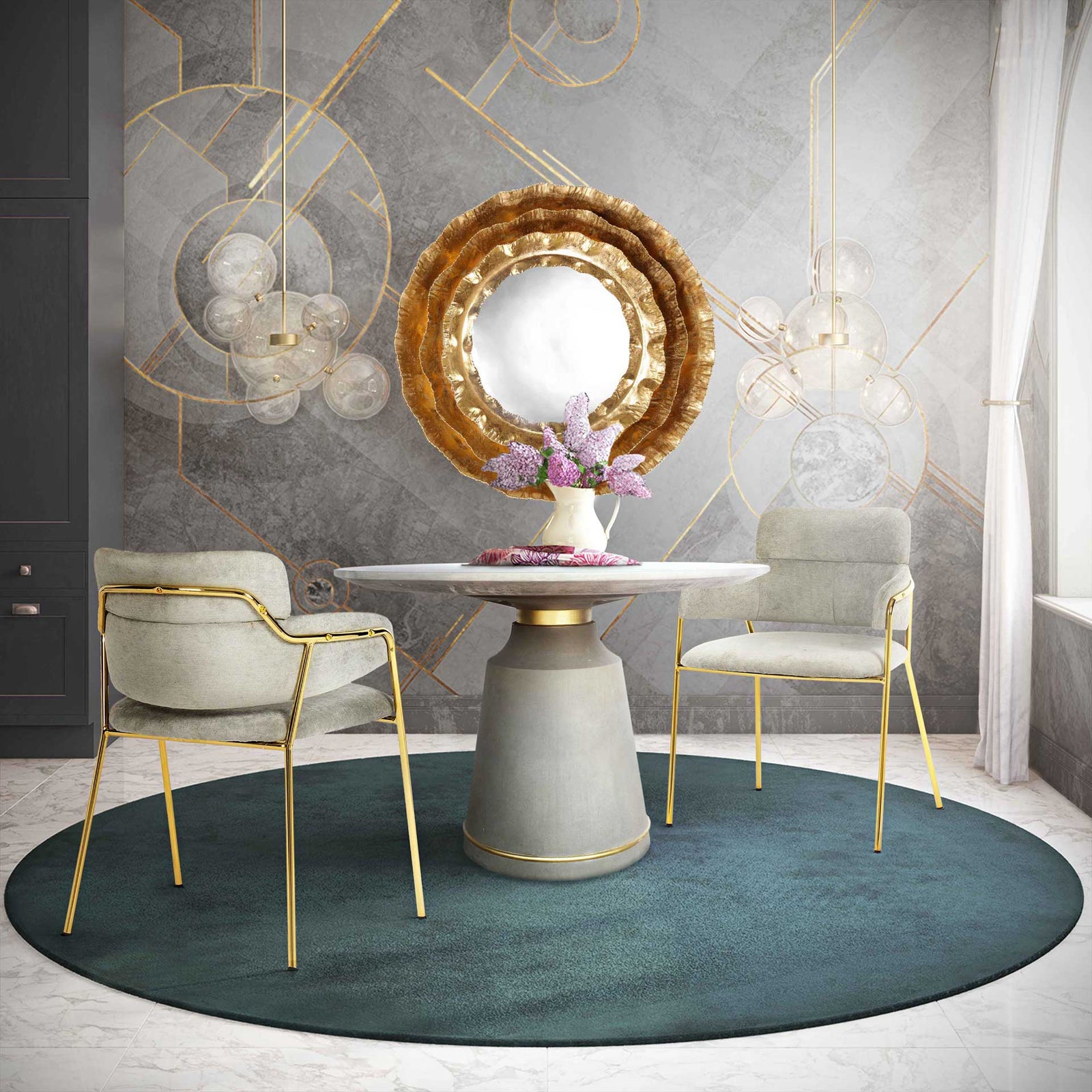 Kairo Velvet Chair Gray (Set of 2)