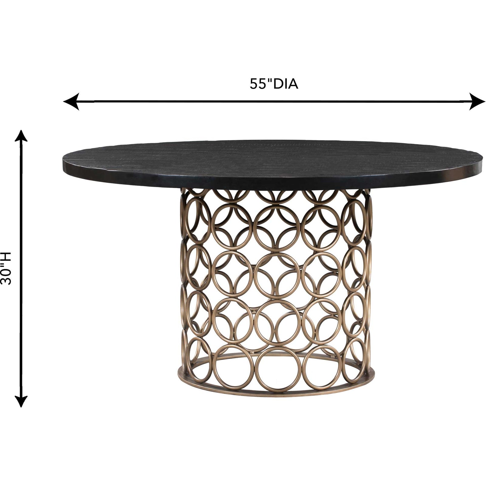 Vada Brass Round Dining Table Black/Brass