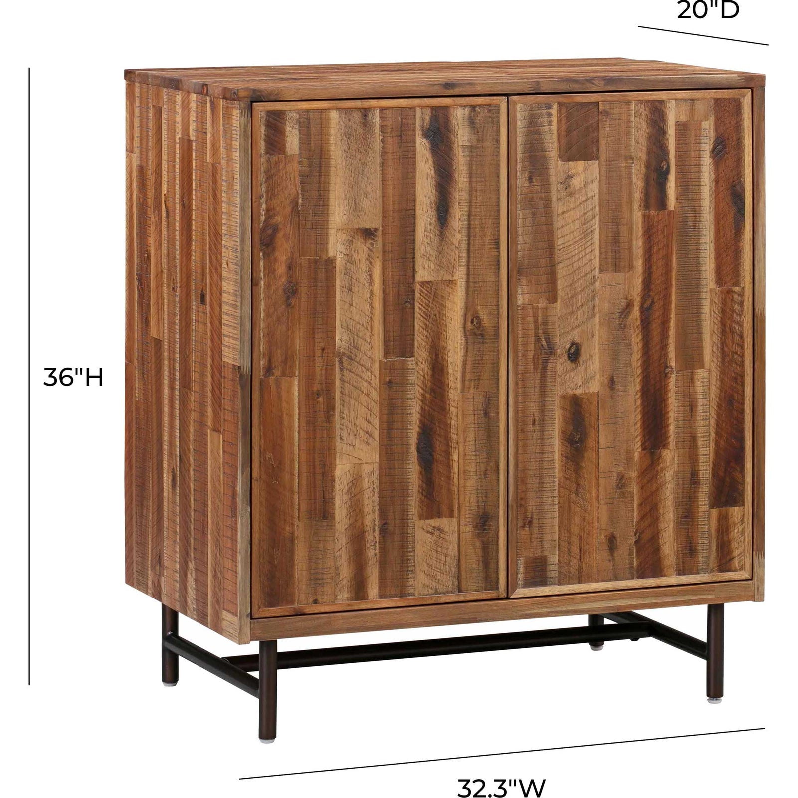 Boston Wooden Bar Cabinet Rustic/Dark Brown