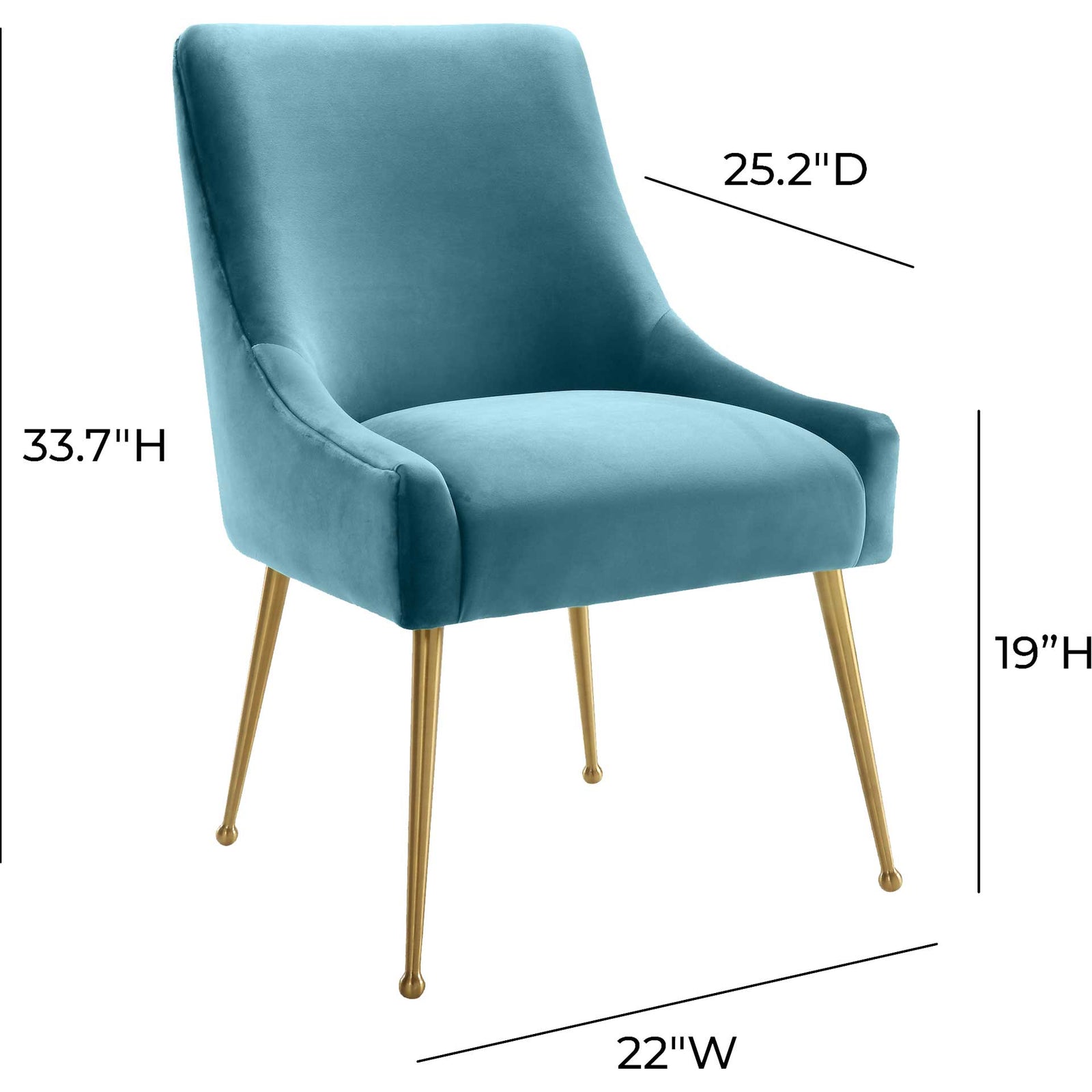 Bordeaux Velvet Side Chair Sea Blue