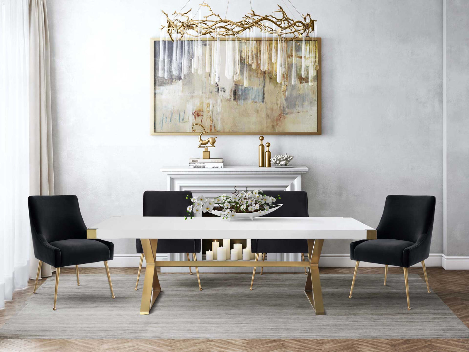 Bordeaux Velvet Side Chair Black