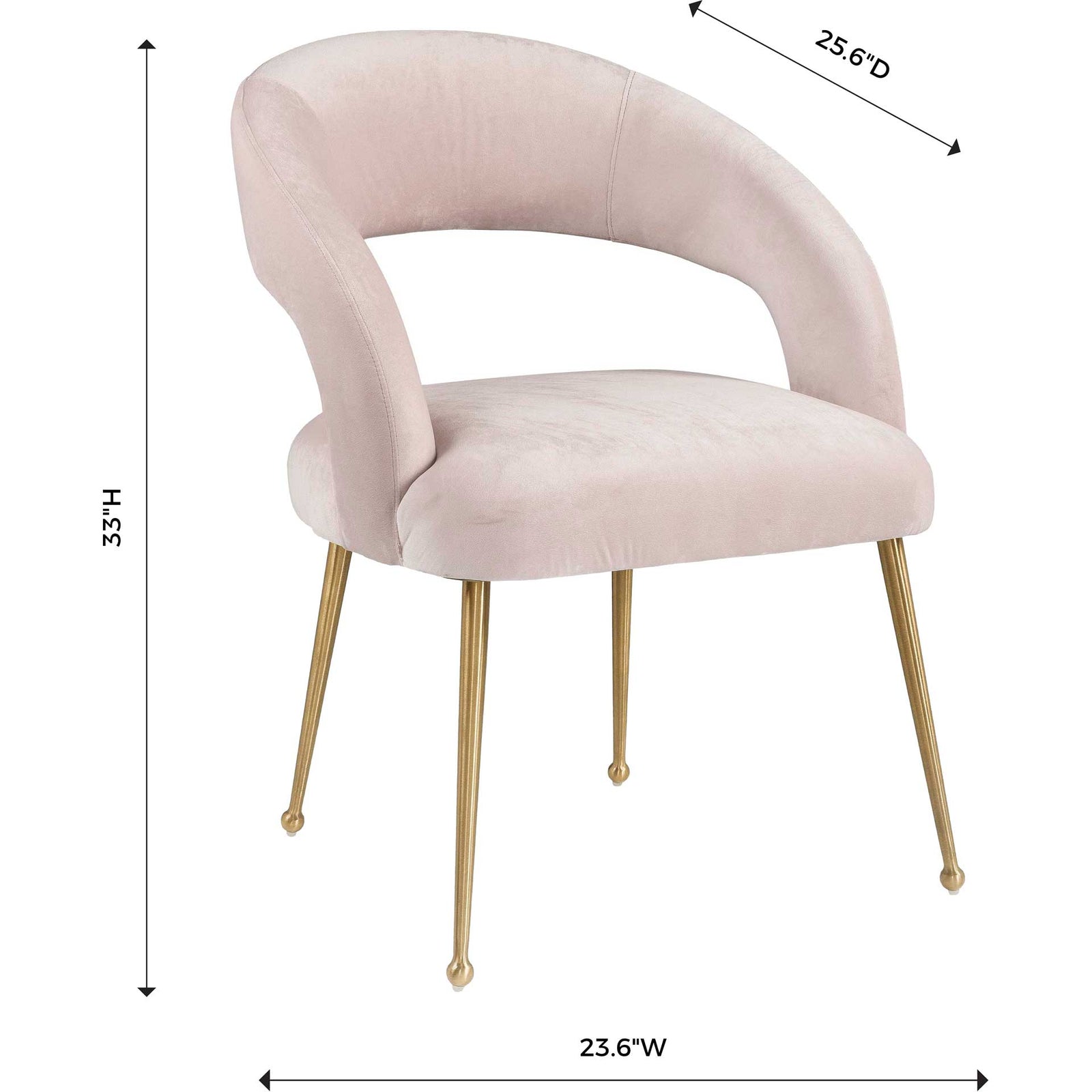 Rodgers Velvet Dining Chair Blush