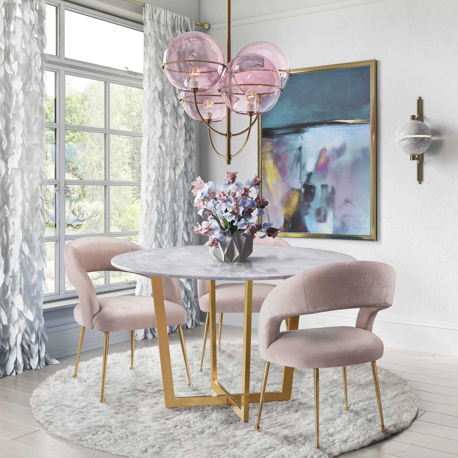 Rodgers Velvet Dining Chair Blush
