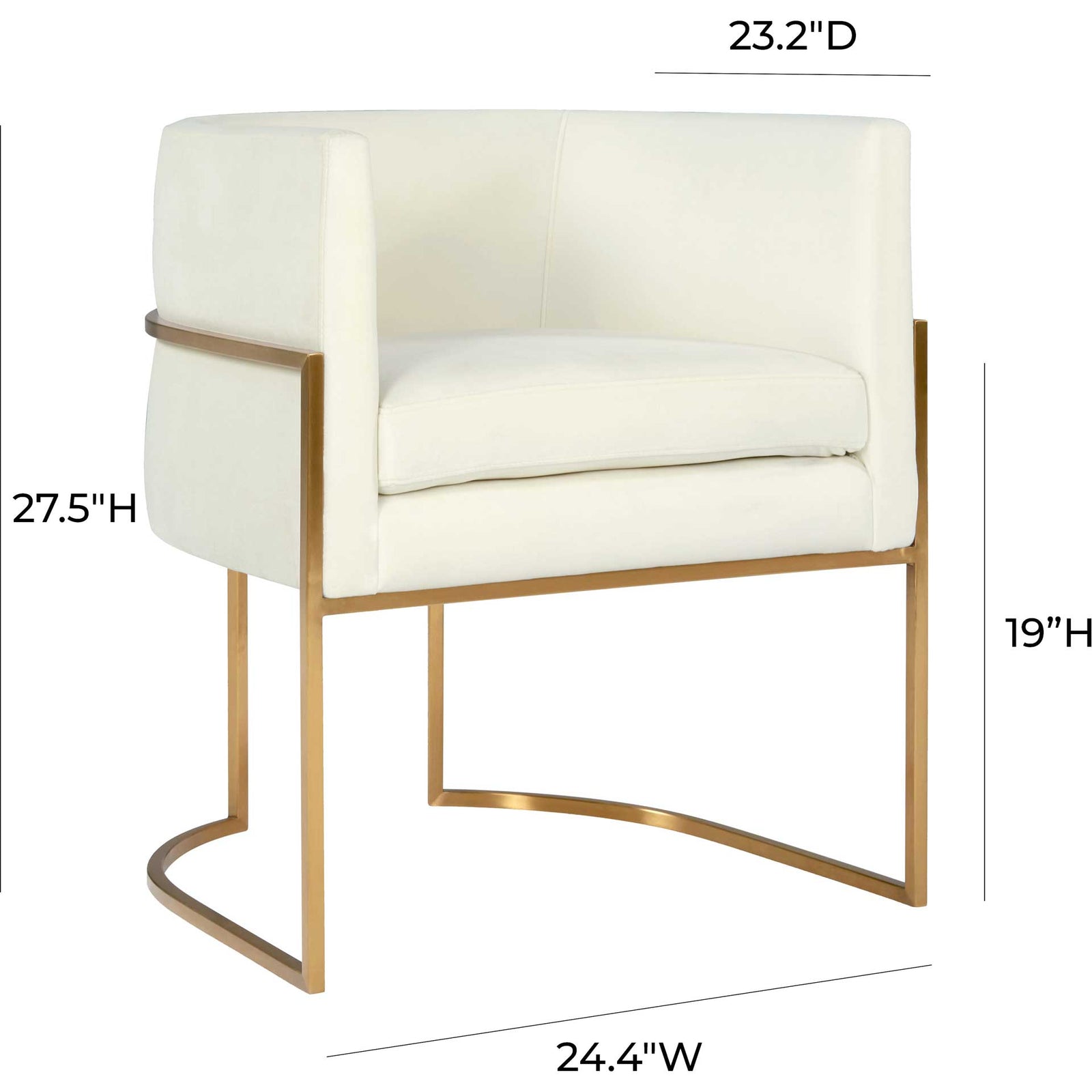 Gianni Gold Leg Velvet Dining Chair Cream