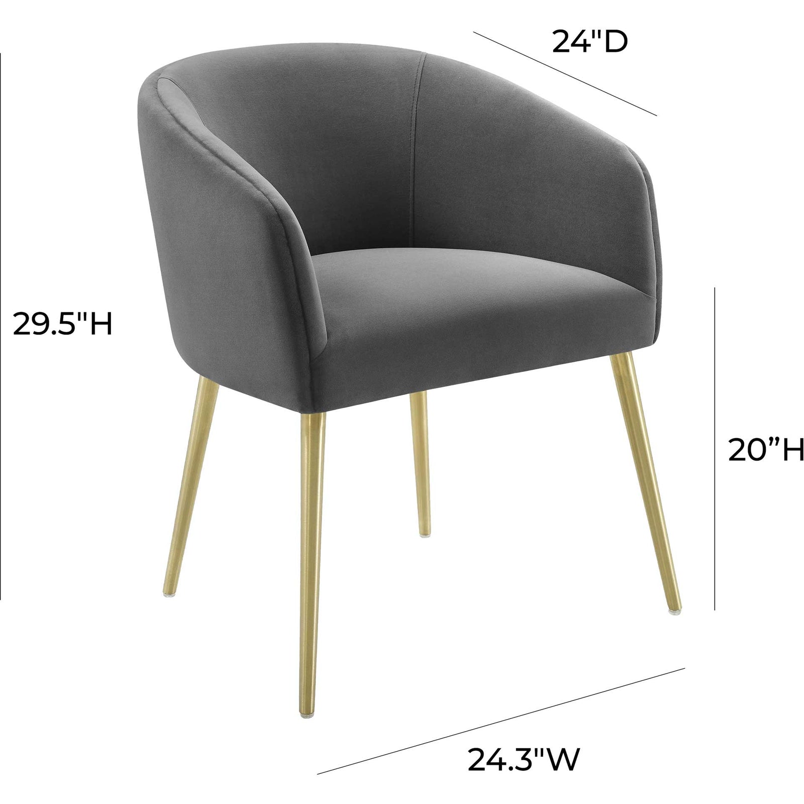 Arlette Velvet Dining Chair Gray