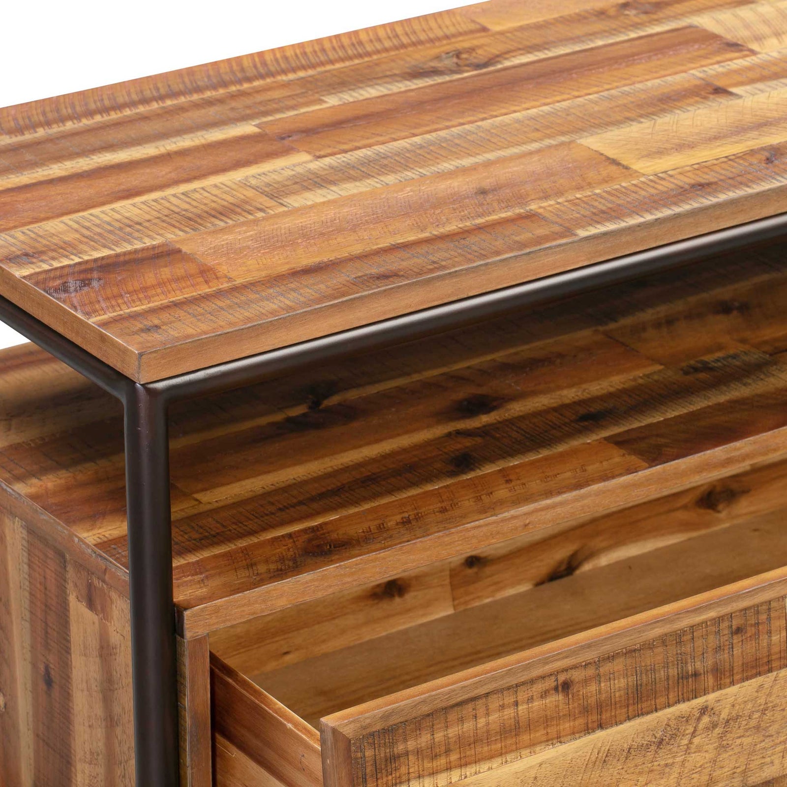 Boston Wooden TV Stand Rustic/Dark Brown