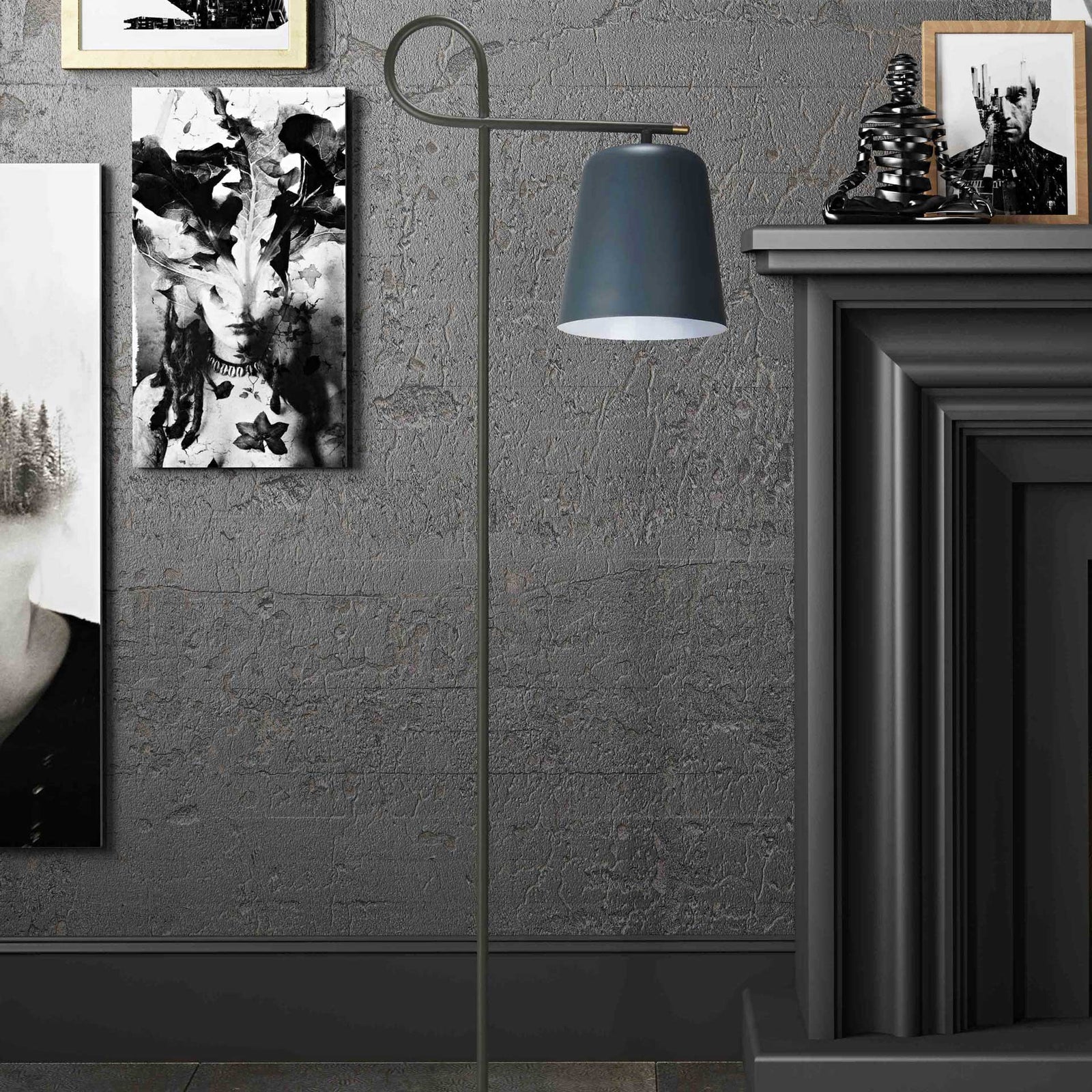 Barlett Marble Base Floor Lamp Ocean Gray/Olive