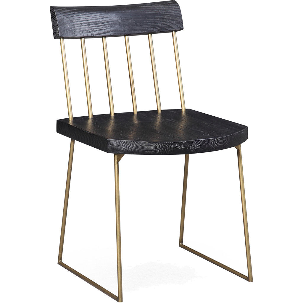 Memphis Pine Chair Matte Black/Brush Brass (Set of 2)