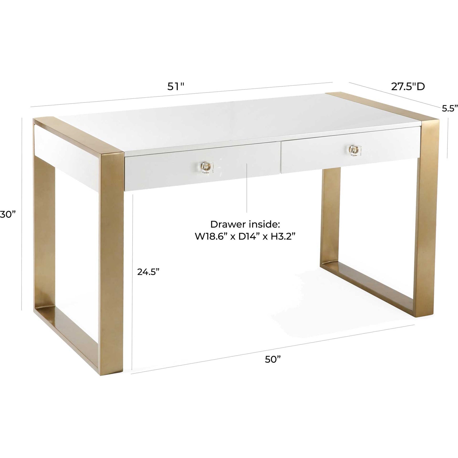 Kaira Writing Desk Gold/White