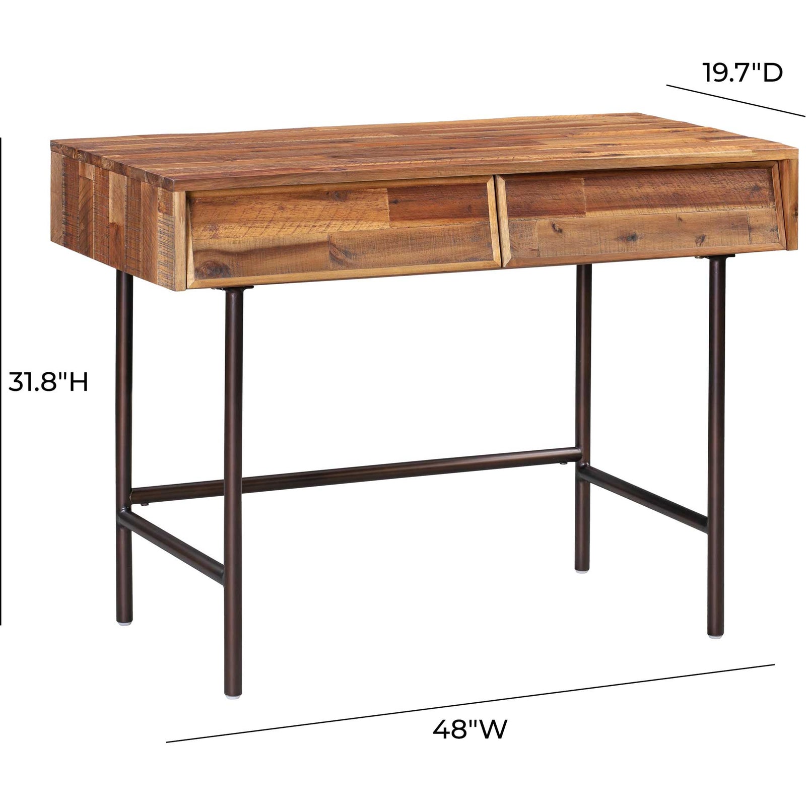 Boston Wooden Writing Desk Rustic/Dark Brown