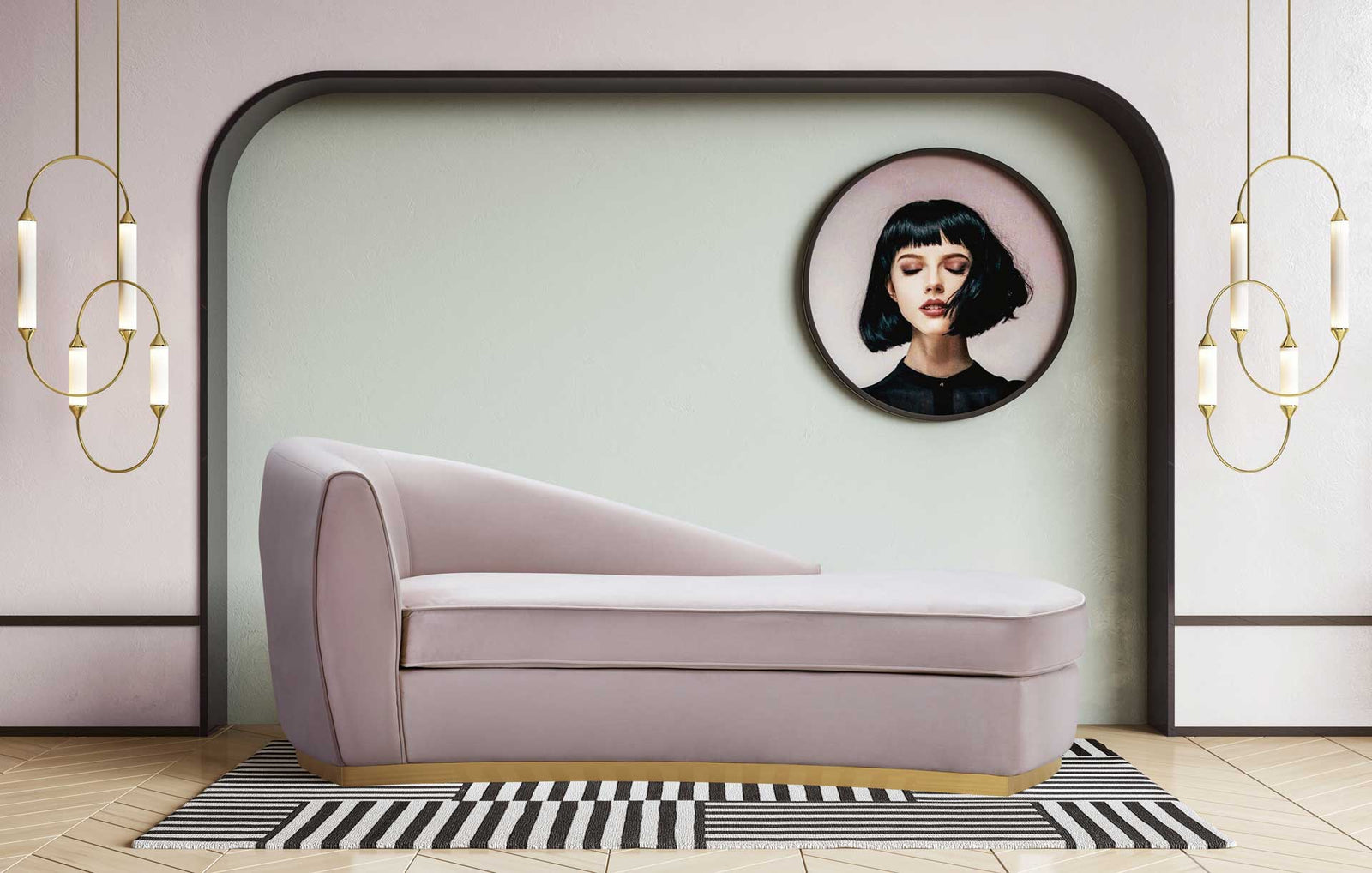 Adam Velvet Chaise Blush