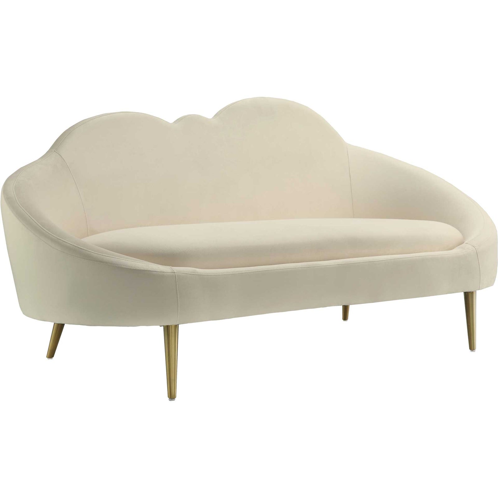 Cumulus Velvet Settee Cream