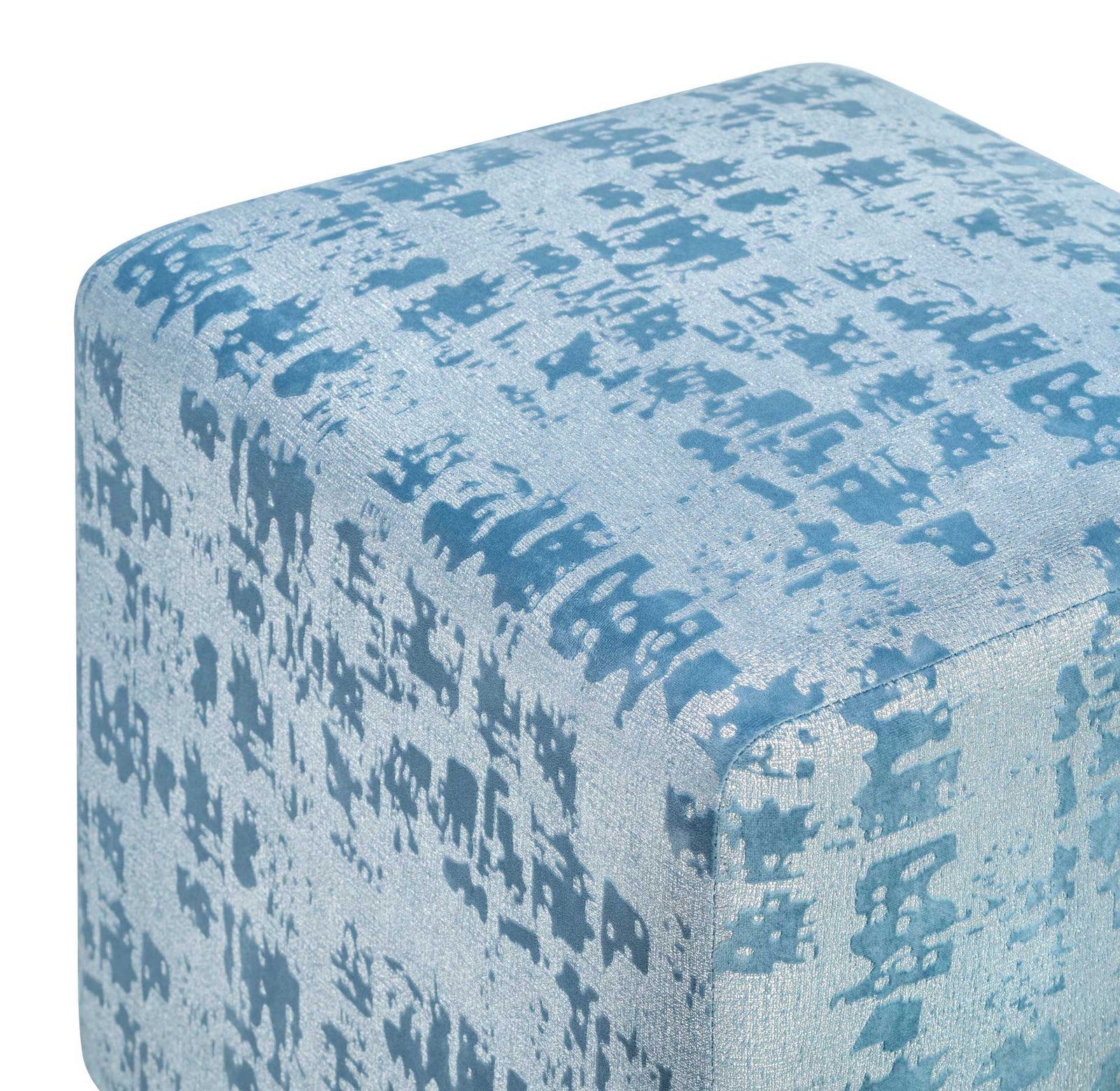 Kefton Textured Velvet Ottoman Blue