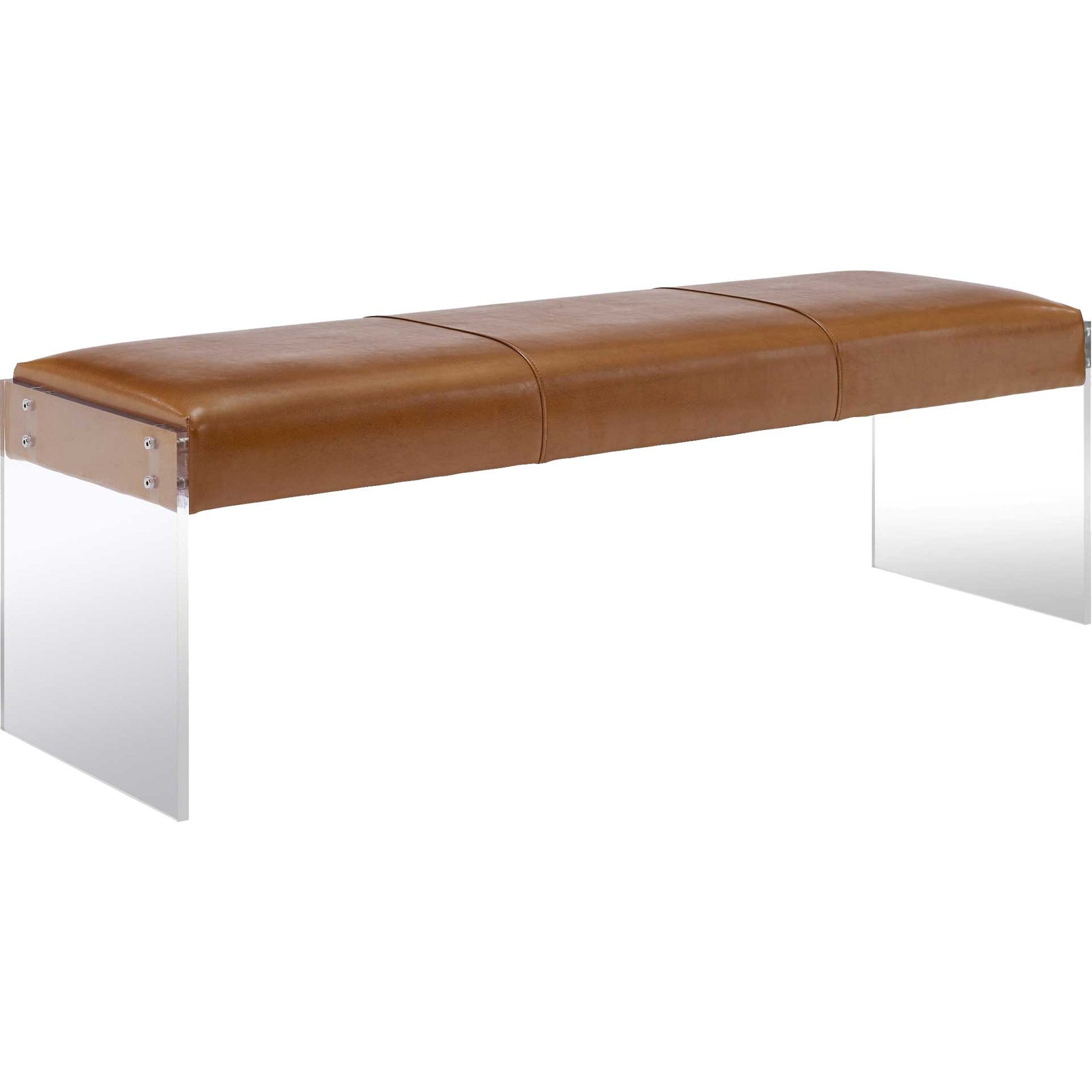 Enrica Leather/Acrylic Bench Brown