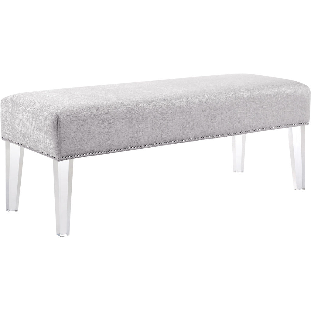 Steinway Silver Croc Velvet Acrylic Bench