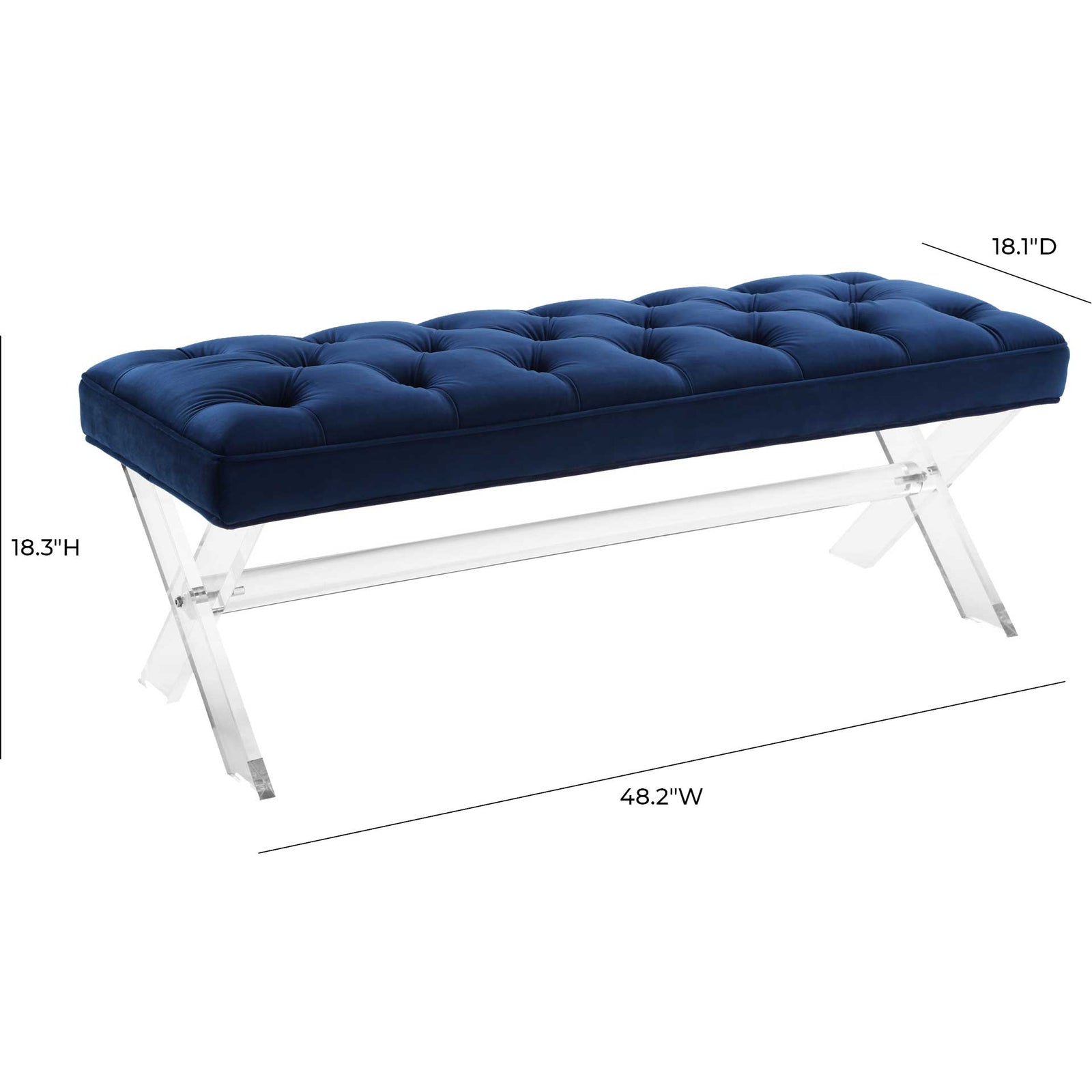 Clairton Lucite Bench Navy